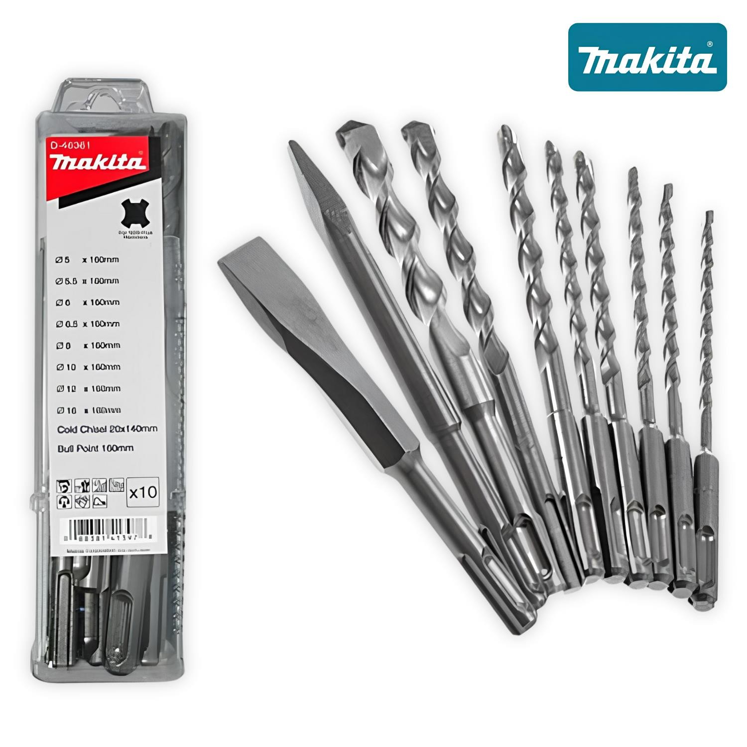 Makita D-41470 Sds Plus Delici Kırıcı Matkap Ve Keski Ucu Seti 10 Parça