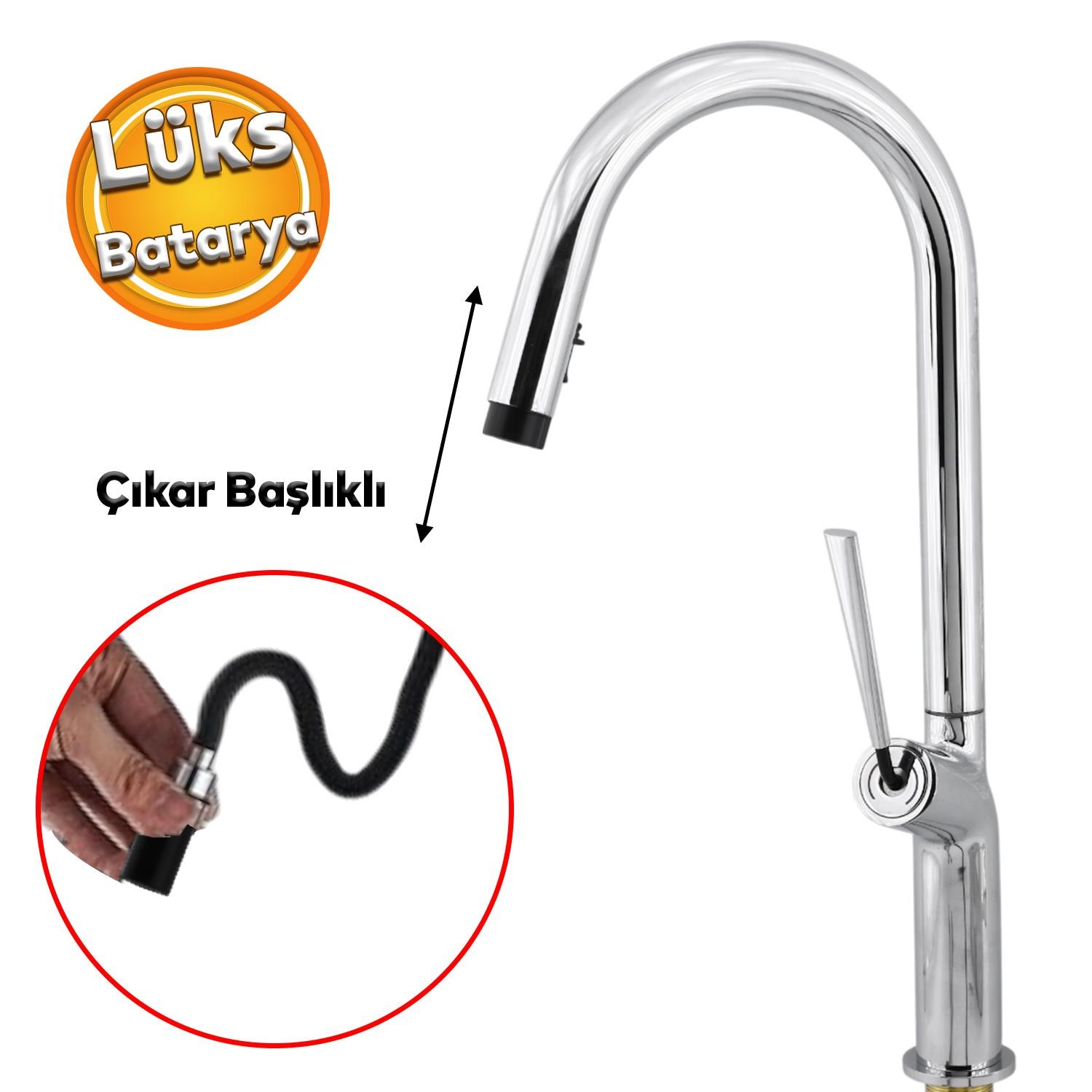 Kaliteli Lüks Spiral Hortumlu Çıkar Başlık Eyve Su Çeşme Banyo Lavabo Mutfak Bataryası 360° Musluk