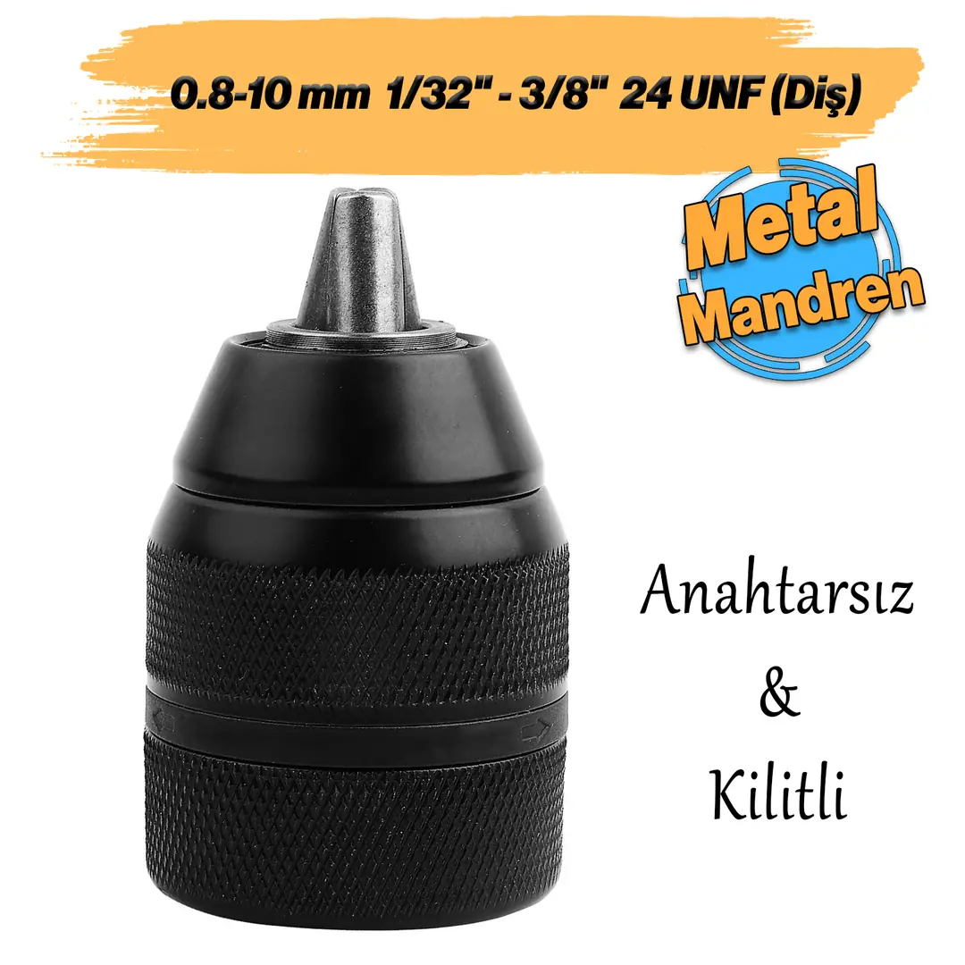 Kilitli Metal Mandren Adaptör Anahtarsız 0.8-10 mm 1/32