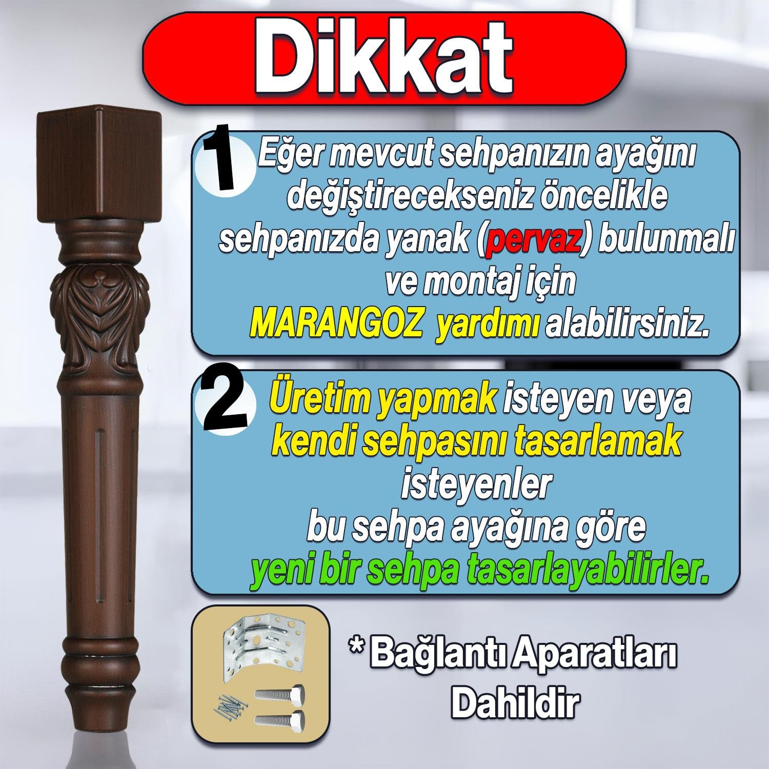 Star Plastik Sehpa Ayağı 44 cm 4 Adet Ahşap Renk Orta Ayak Zigon Sehpa Mobilya Masa Ayakları Kahve