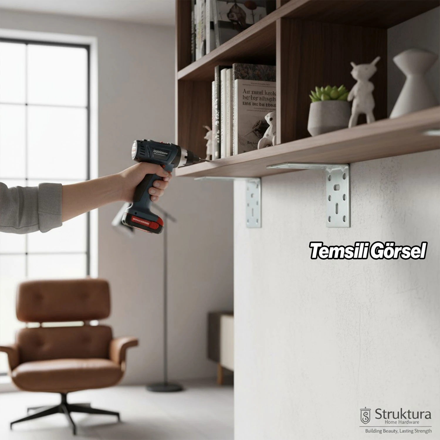 Mobilya (50 ADET) Eşya Dolap Duvara Sabitleme Köşebent Bağlantı Aparatı L Demiri Gönye 40x60x60 Mm