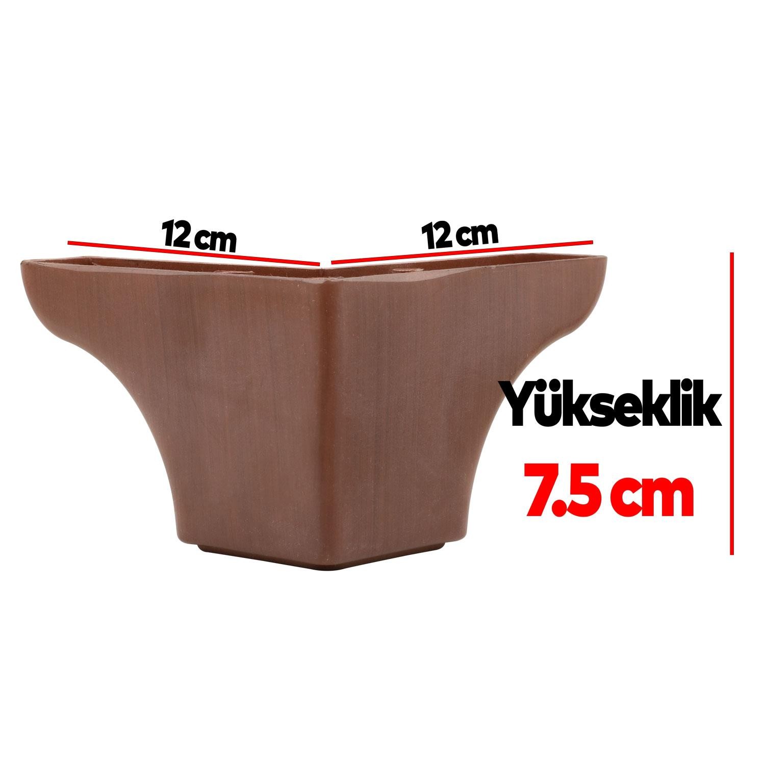 Rose Lüks Mobilya Kanepe Sehpa Puf Koltuk Ayağı 7.5 Cm Kahverengi Ahşap Desenli Baza Ayakları
