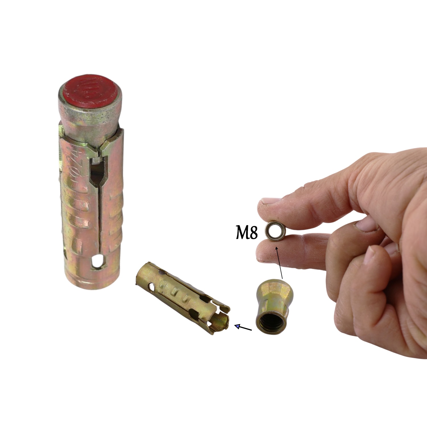 Tapalı Çekme Çelik Dübel M12x45 mm Genleşmeli İç Diş M8 Montaj Bağlantı Aparat 8 Adet