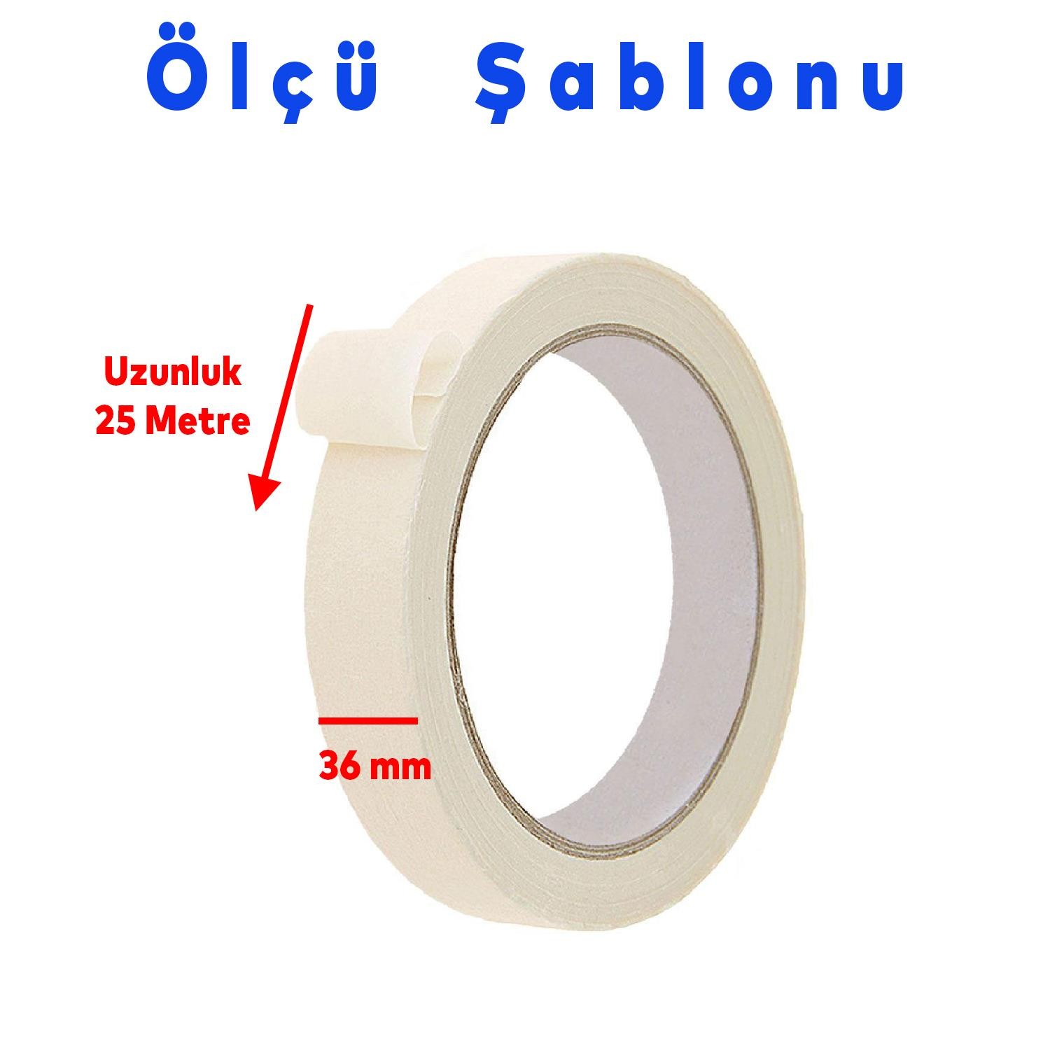 Badem10 Kağıt Bant Boya Badana Duvar Parke Leke İz Damla Yapışkan Maskeleme Bandı 36mm x 25metre