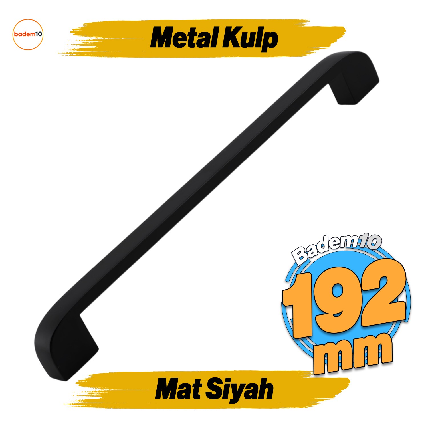 Zehra (192 mm - 19.2 cm) Mat Siyah Metal Mobilya Mutfak Çekmece Dolap Dolabı Kulbu Kulpu Kulpları