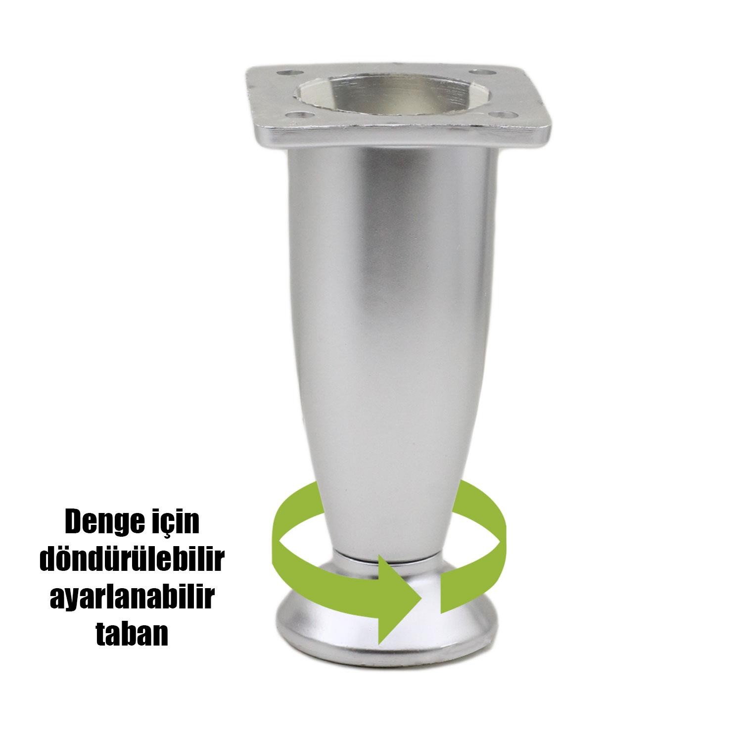 Ayarlanabilir Dolap Mobilya Tezgah Yükseltme Yükseltici Ayağı 10 Cm Mat Krom Ayakları