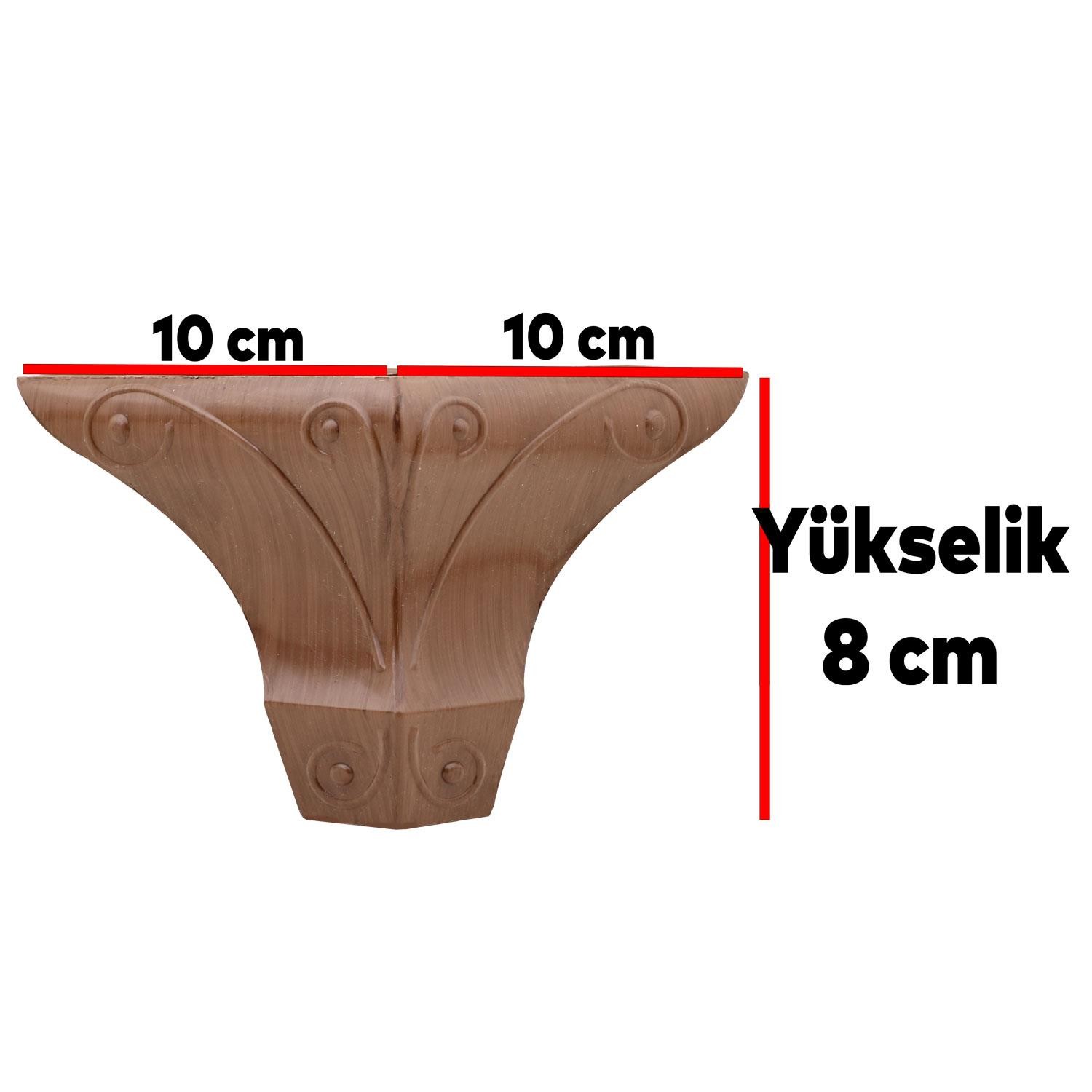 Inci Mobilya Sehpa Puf Masa Dolap Ayağı Kahverengi Ahşap Desenli Ayakları 8 Cm (4 ADET)