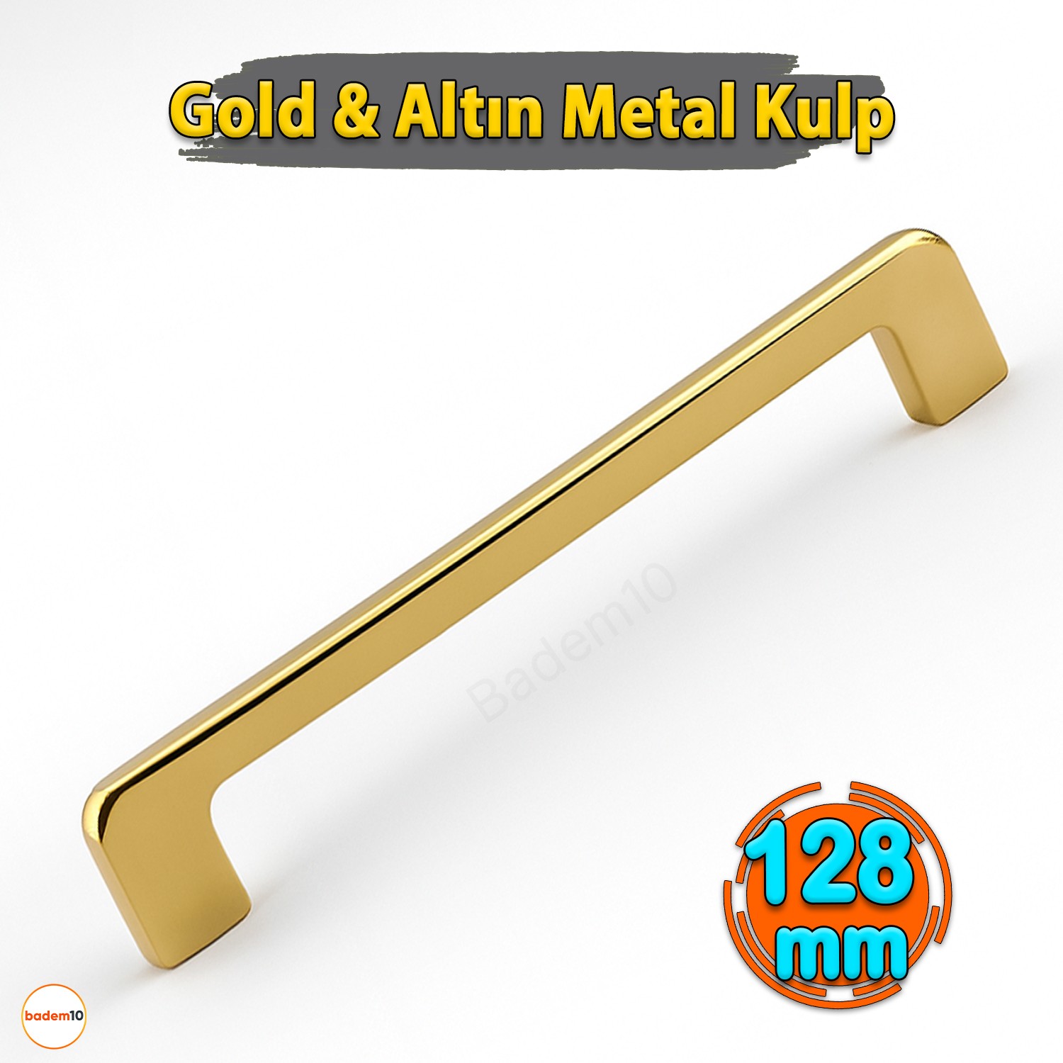 Gold Altın Metal Kulp 128 mm - 12.8 cm Mobilya Çekmece Mutfak Dolabı Dolap Kulpları Kulbu Kulpu