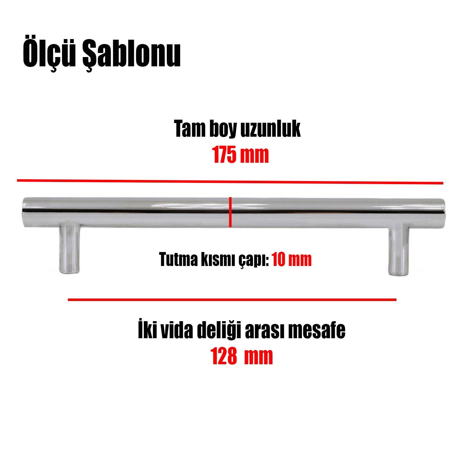 10 Adet Gül Boylu Mobilya Mutfak Dolap Çekmece Dolabı Metal Kulpu Kulbu Kulpları Parlak Krom 128 Mm