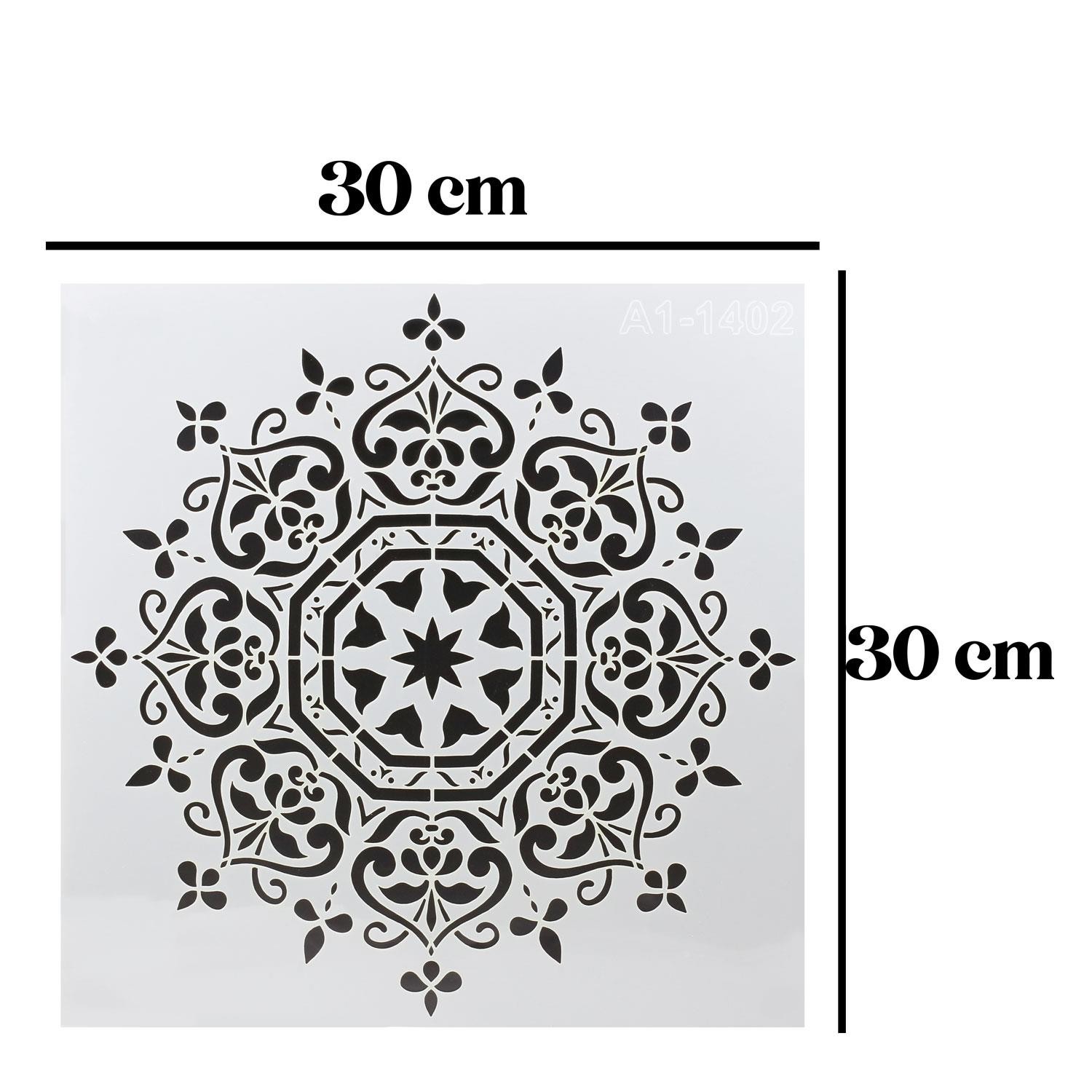 Stencil Duvar Boyama Şablon Tasarım Mandala Desen Tekrar Kullanılabilir 30x30 cm