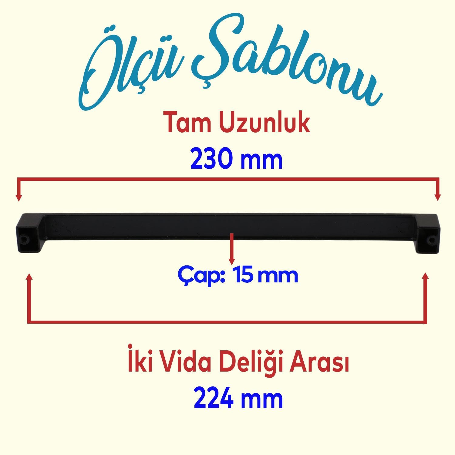 Bihter Mobilya Mutfak Dolabı Çekmece Dolap Kapak Kulpu Kulbu Metal Kulpları Siyah (224 MM-22.4 CM)