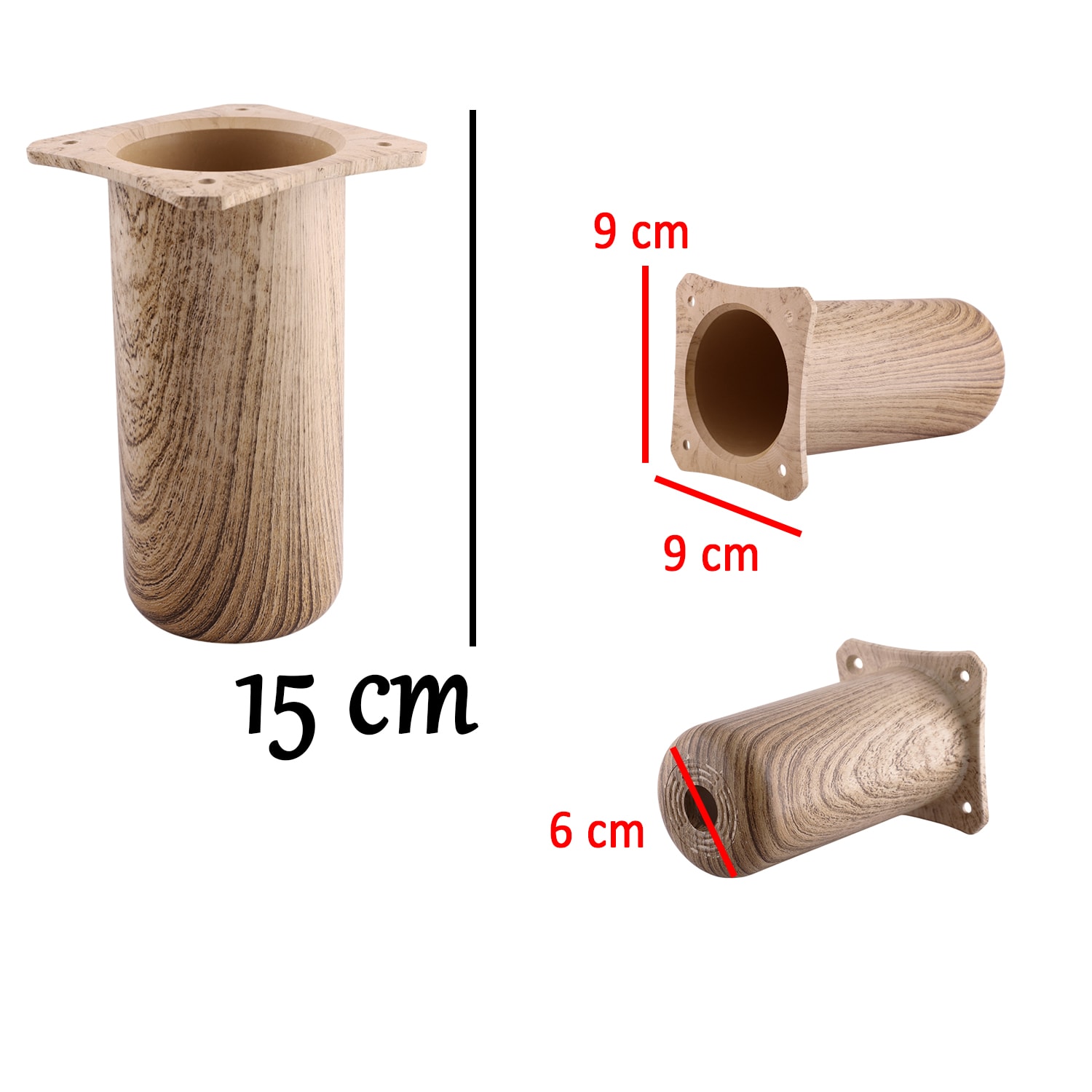 (4 Adet) Plastik Liva Doğal Meşe 15 cm Ayak Mobilya Kanepe Koltuk Baza Yükseltme Ayağı Ayakları