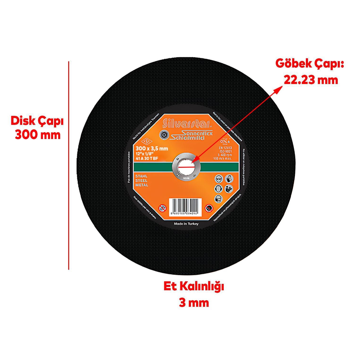 Sonnenflex Metal Kesici Taş Disk Taşlama Tezgah Kesme Spiral Demir Kesme Diski 300x3.5 mm