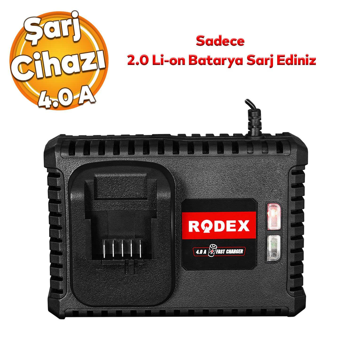 Rodex RPX2080 Hızlı Şarj Ünitesi 2.0 Batarya Sarj Etme 4.0 A Güç Matkap Vidalama