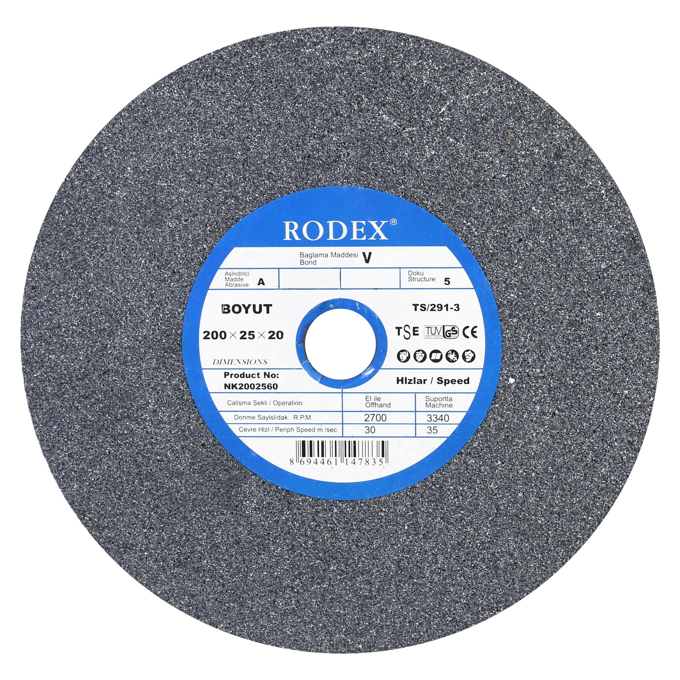 Rodex Taşlama Bıçak Bileme Zımpara Taşı Taş Motoru 200x25x20 mm