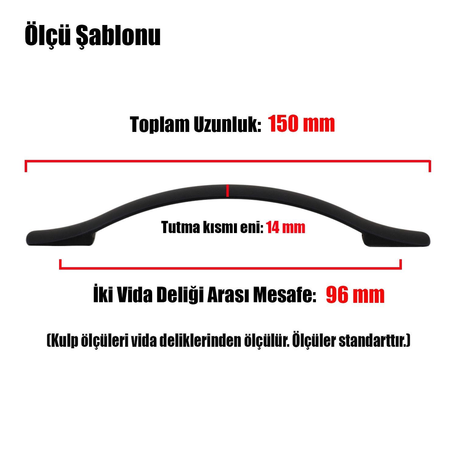 Gül Zirve Çekmece Dolap Dolabı Kulpu Kulbu (96 MM-9.6 CM) Mat Siyah Metal Kulpları Mobilya Mutfak