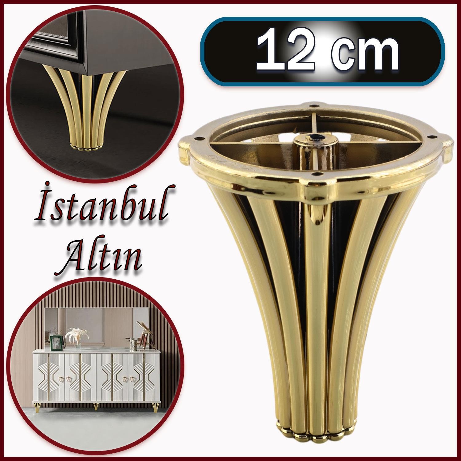 (4 ADET) İstanbul 12 cm Gold Altın Mobilya Kanepe Koltuk Tv Ünitesi Konsol Ayağı Ayak Ayakları