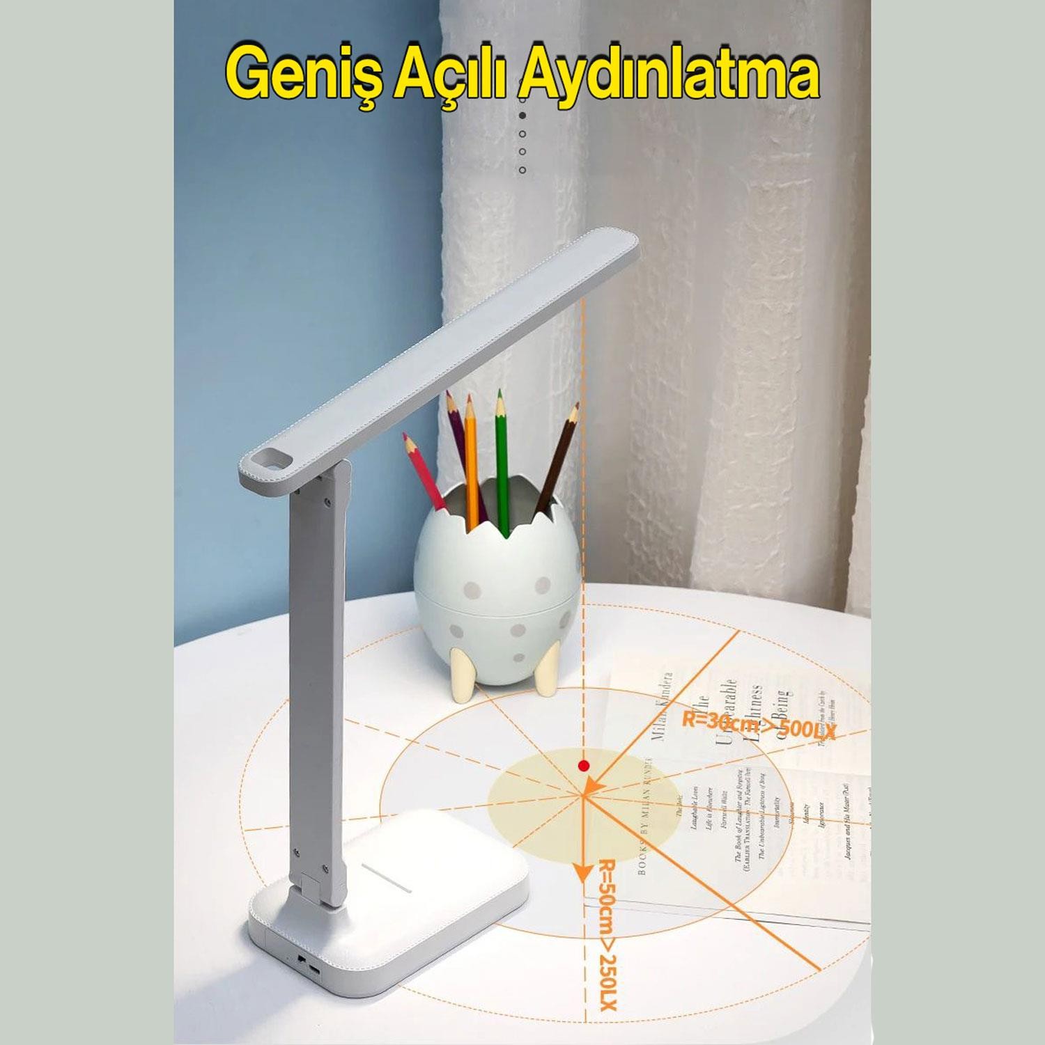 2 Adet Şarjlı Masa Lambası 3 Renk Dokunmatik Telefon Standlı Çalışma Okuma Işığı Gece Lambası 9w