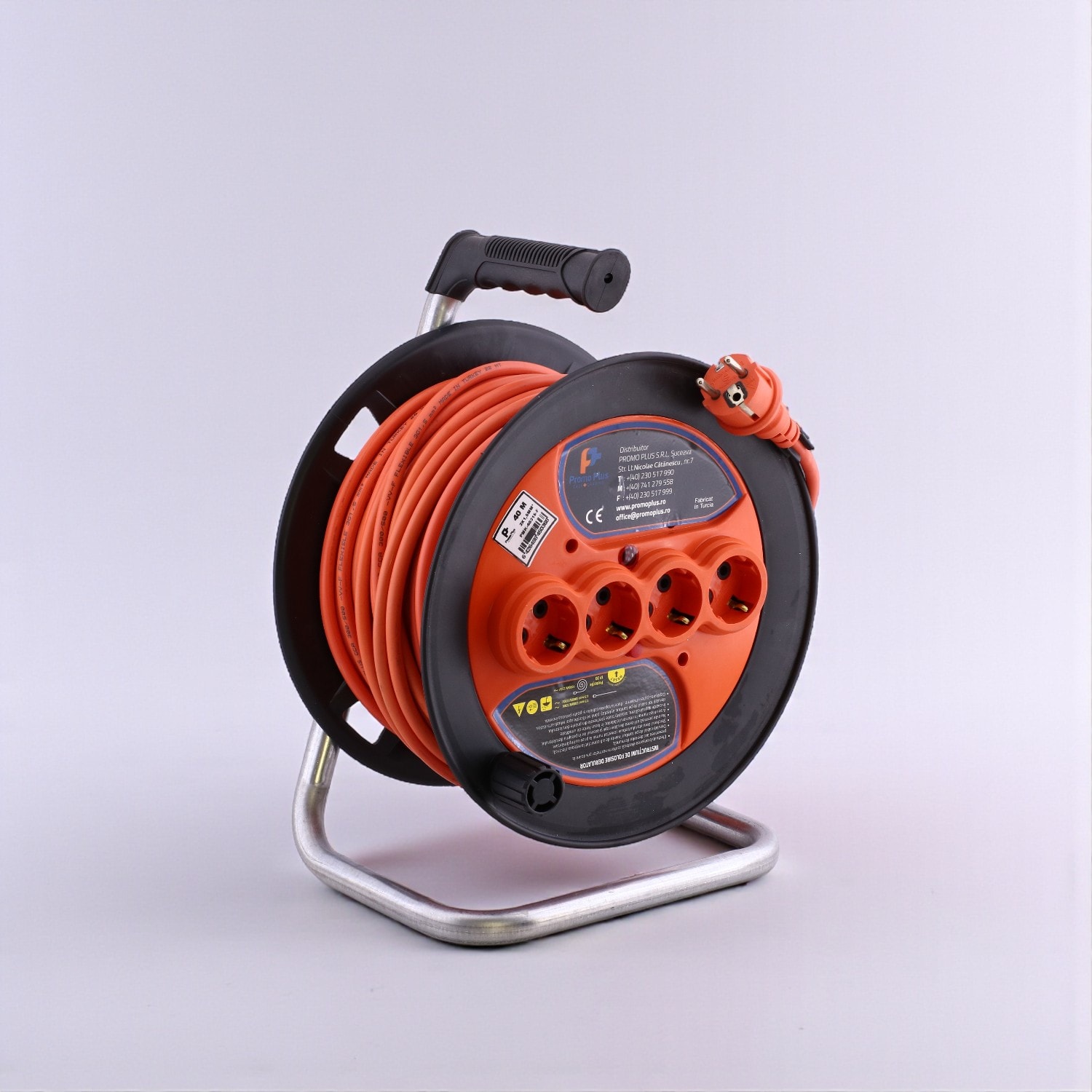 Plastik Makaralı Uzatma Kablosu 3x1.5 mm 30 Metre Termal Sigortalı 4 Prizli CCA Monofaze Seyyar