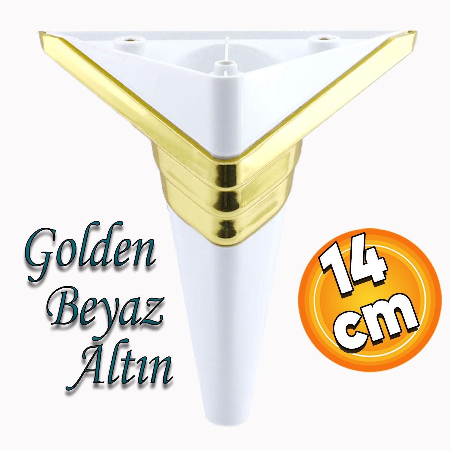 Golden Köşe Lüks Mobilya Grubu Kanepe Sehpa TV Ünitesi Koltuk Ayağı 14 cm Beyaz Altın Baza Ayak