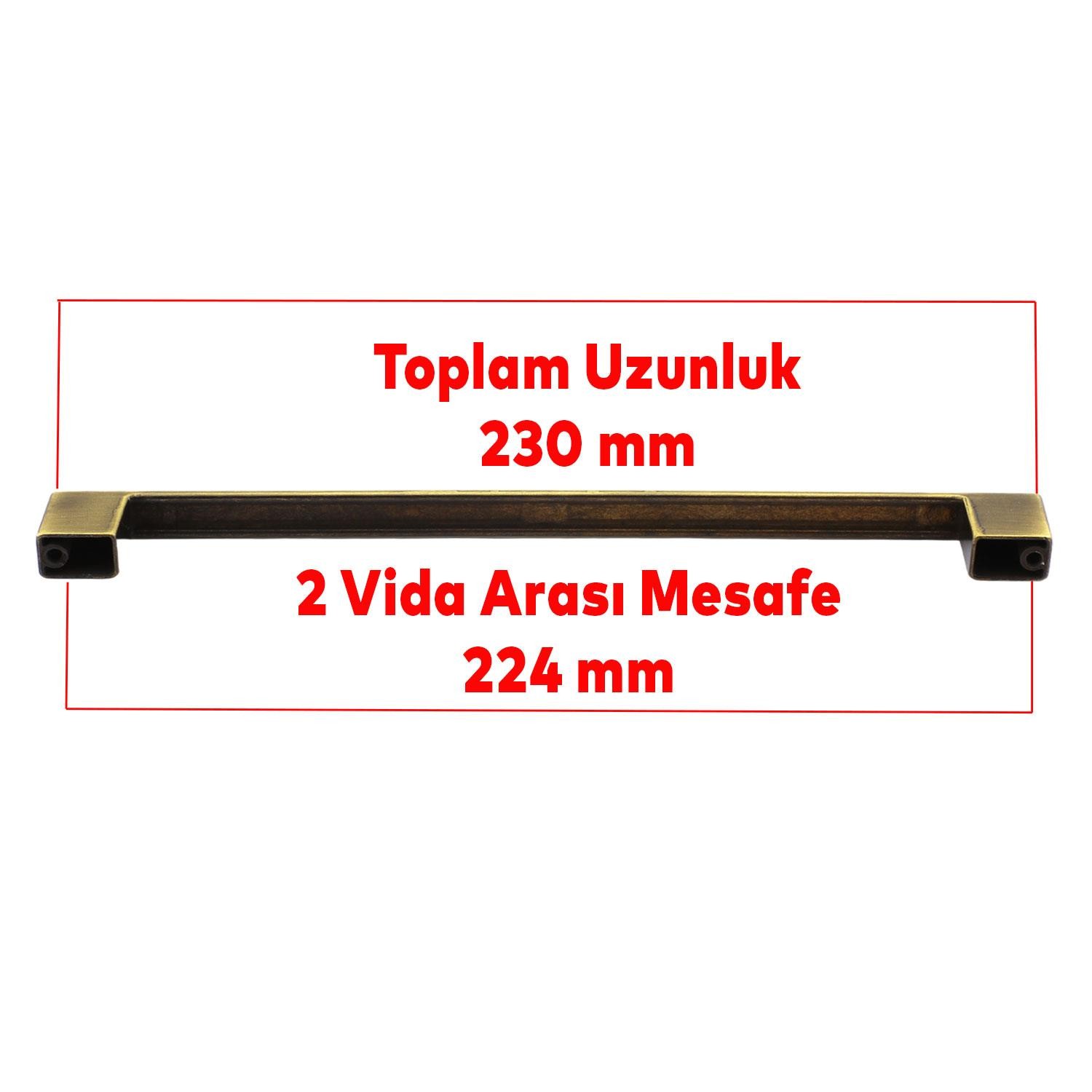 Gölcük Düz Metal Eskitme Antik Sarı 224 mm Mobilya Mutfak Çekmece Dolap Dolabı Kulpu Kulbu Kulpları