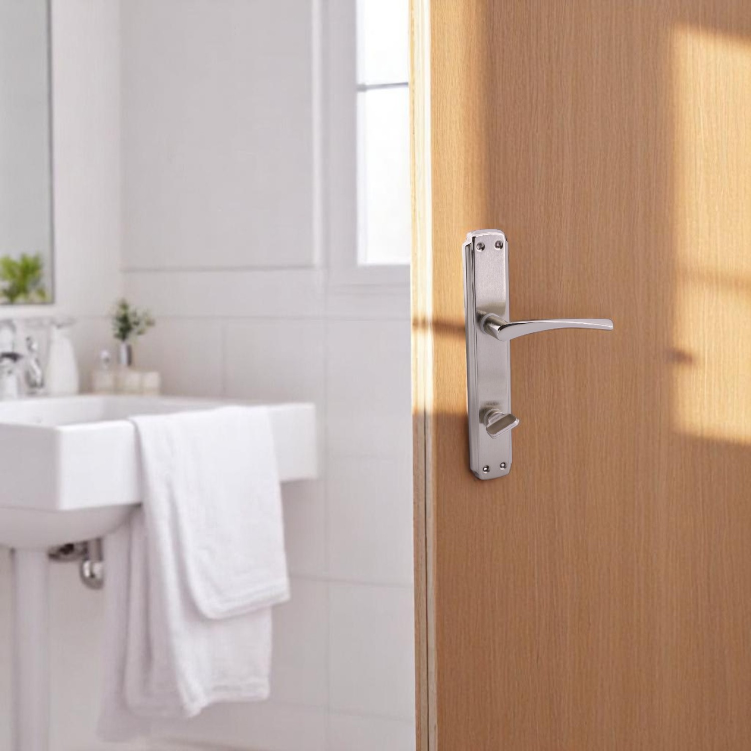 Kilitlenebilir WC Banyo Kapı Kolu Nikel İnox Aynalı Sağa Sola Uygun İç Dış Tuvalet Kapısı 1 Takım