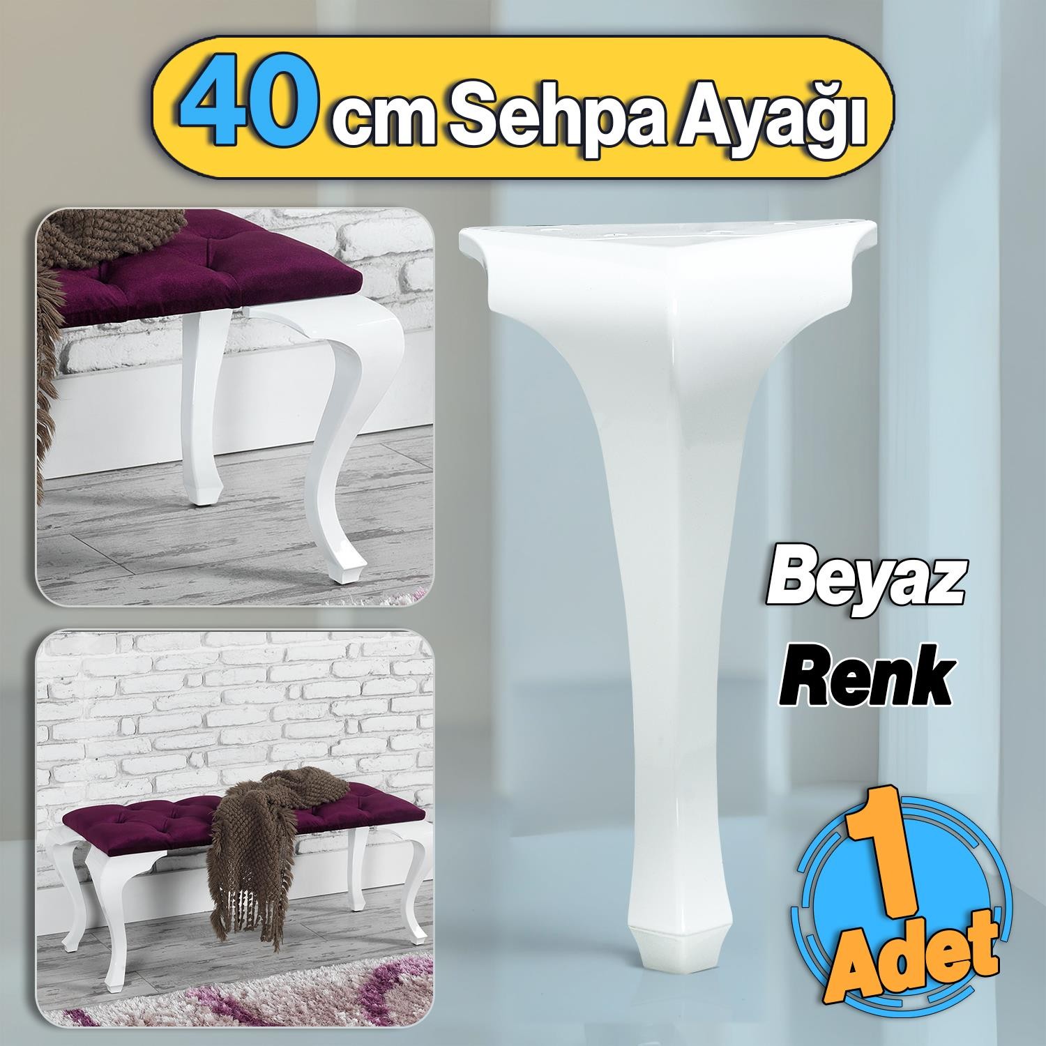 Plastik Beyaz Renk Mobilya Zigon Çay Orta Sehpa Ayağı 40 cm Sehpası Ayak Lukens 1 Adet