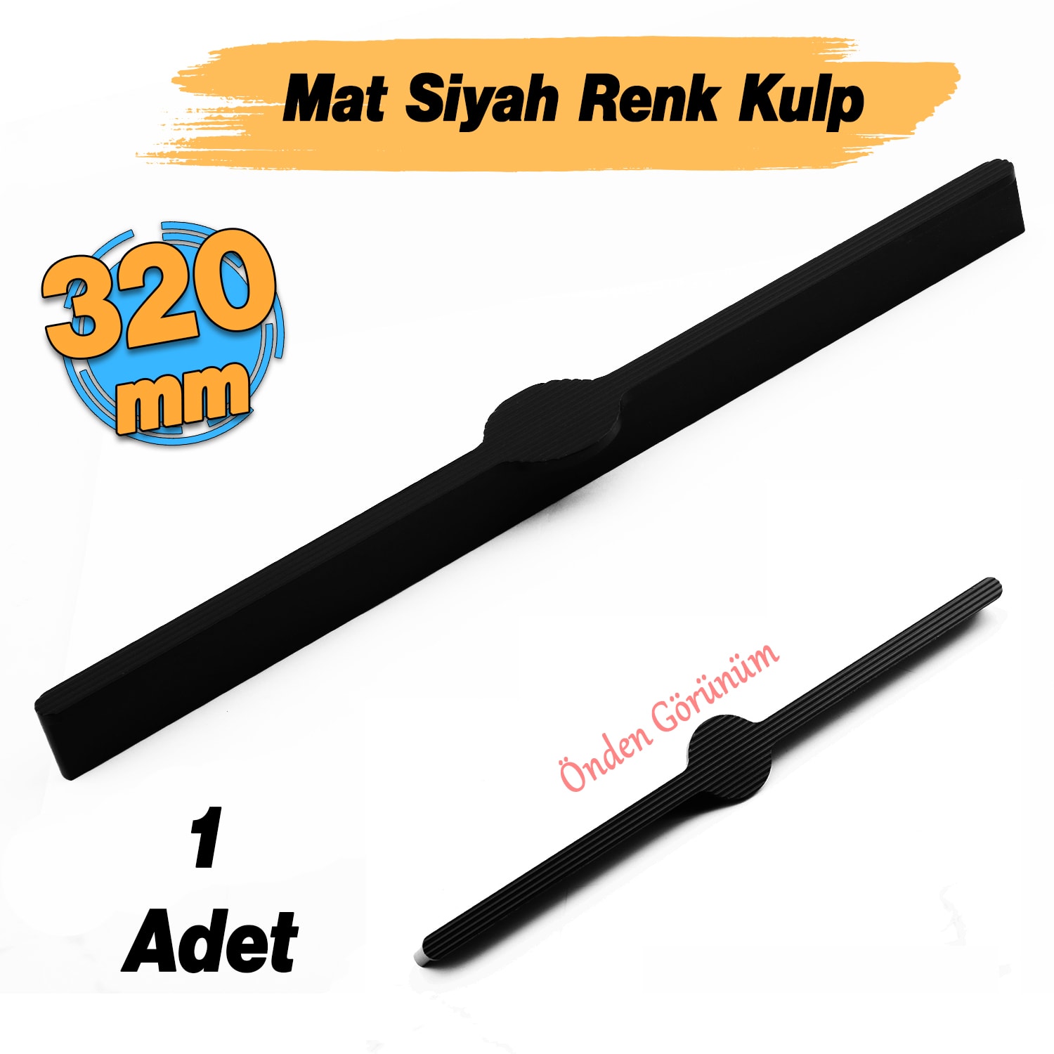 Saral Çizgili Mat Siyah Metal Kulp 320 mm 32 cm Mobilya Çekmece Mutfak Dolabı Dolap Kapak Kulplar