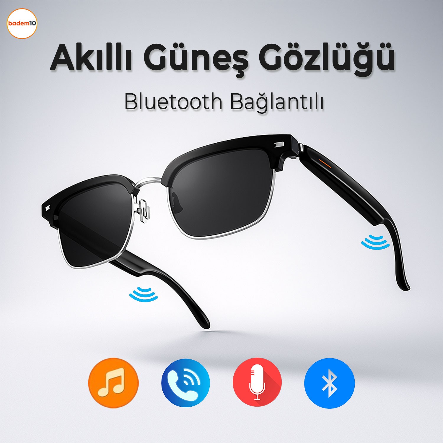 Akıllı Güneş Gözlüğü Bluetooth Komut Stereo Çift Hoparlörlü Kablosuz Unisex Polarize Trend Gözlük