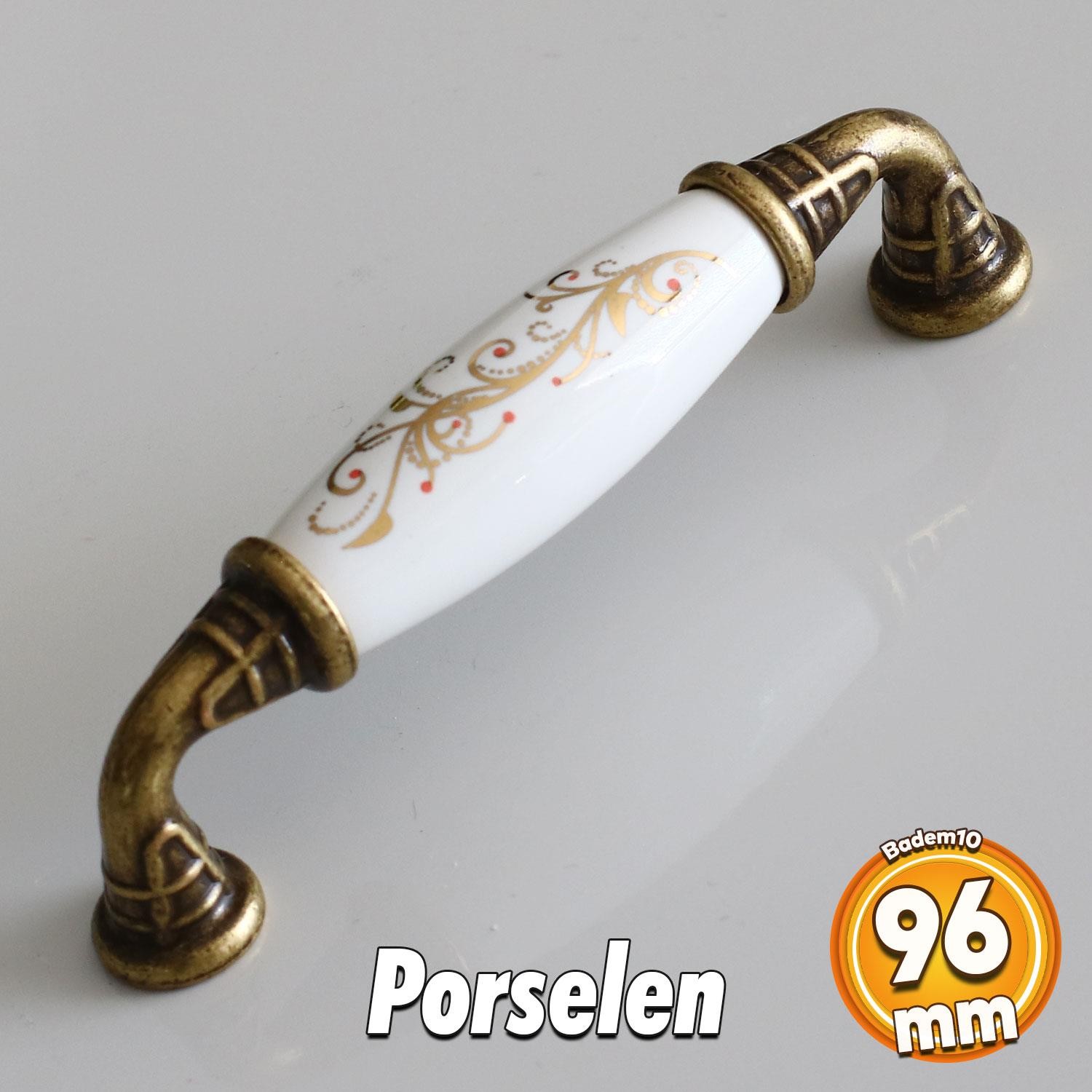 Gerçek Porselen Antik Sarı 96 mm Mobilya Mutfak Kulp Çekmece Dolap Dolabı Kulplar Kapak Kulpu Kulbu 25603