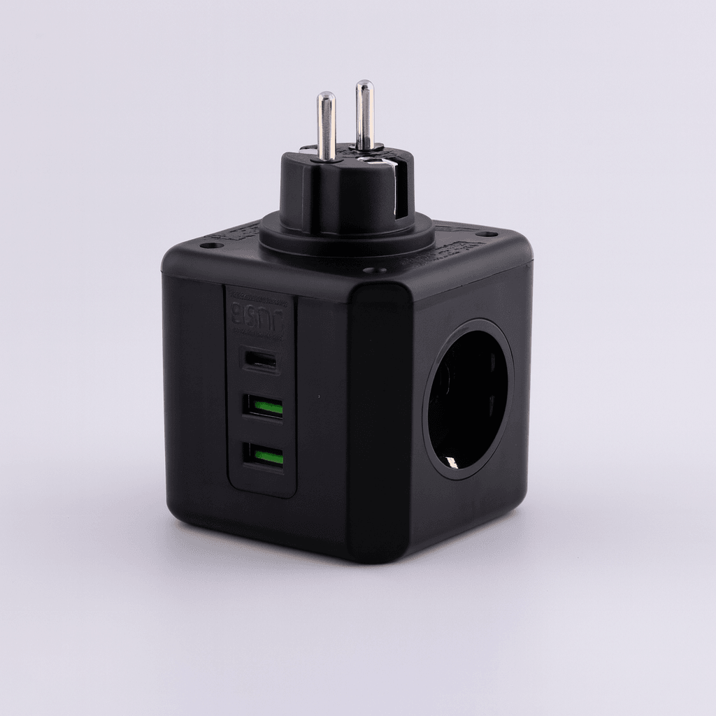 3 Prizli 2 USB + 1 Type-C Çocuk Termal Kısa Devre Akım Korumalı Topraklı Golyat Grup Şarj Fiş Priz