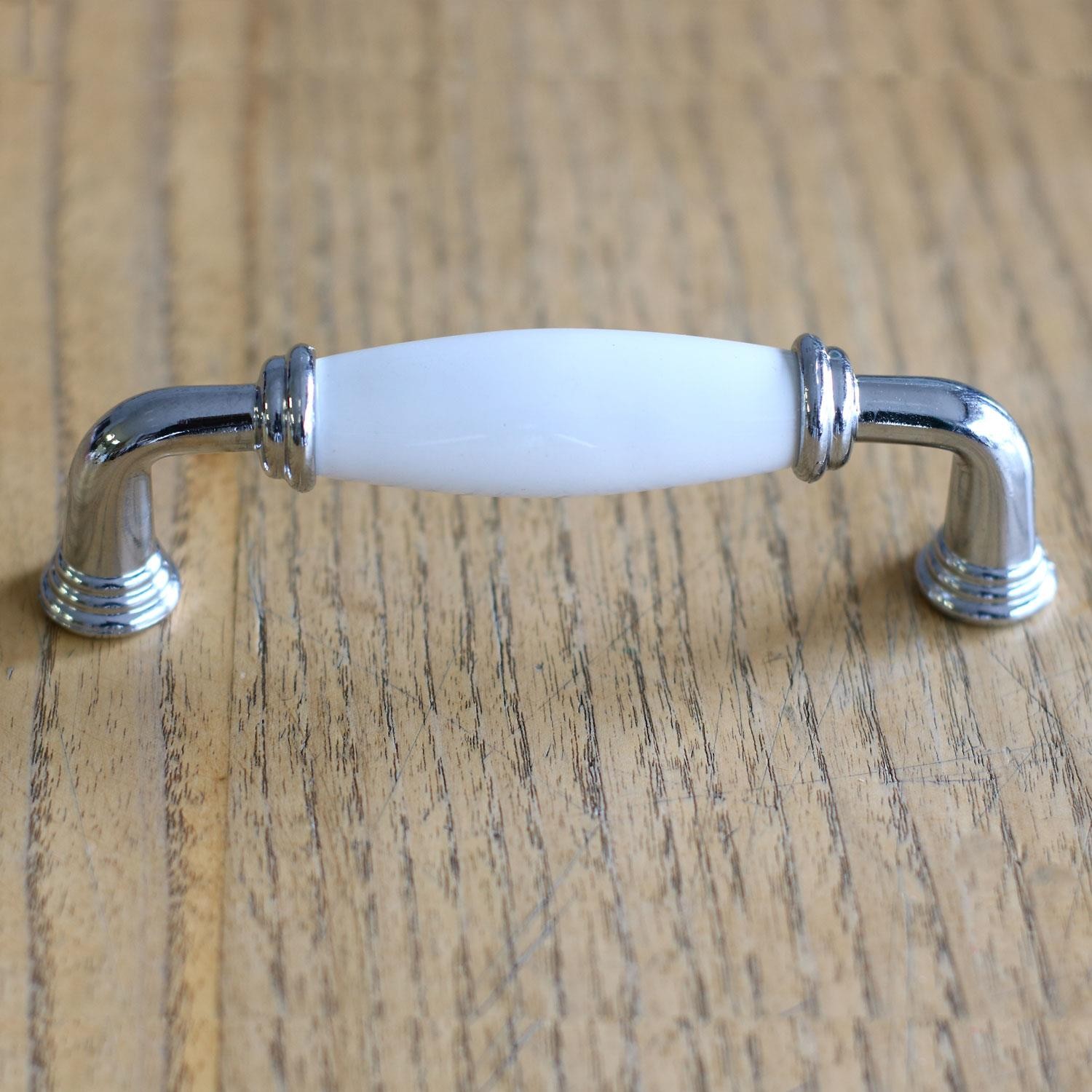 Gül Gerçek Porselen Beyaz 96 mm Kulplar Mobilya Mutfak Dolabı Çekmece Dolap Kapak Kulpu Kulbu 9.6 cm