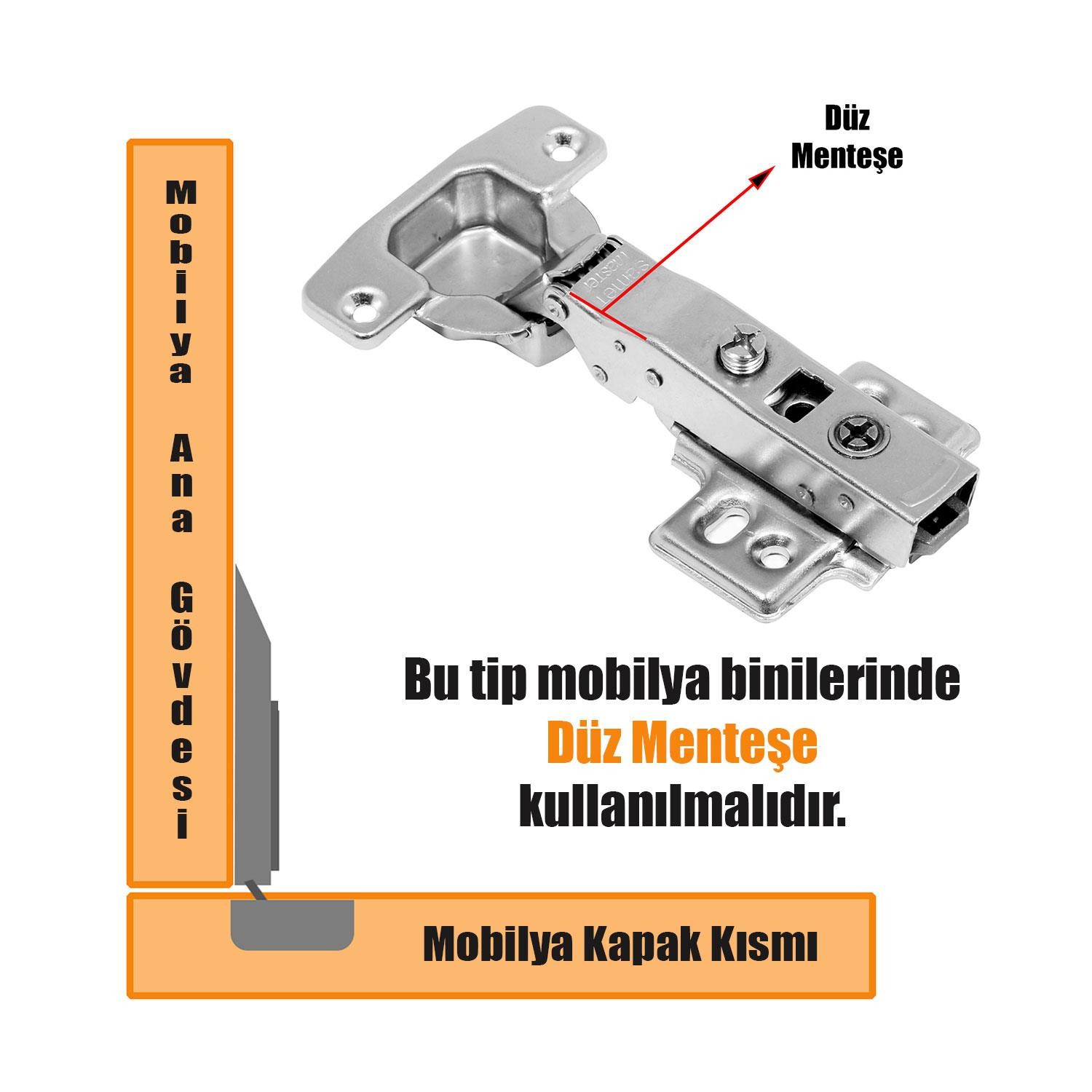 Samet Master Frenli Dolap Kapak Menteşesi Pistonlu Düz Tas Menteşe