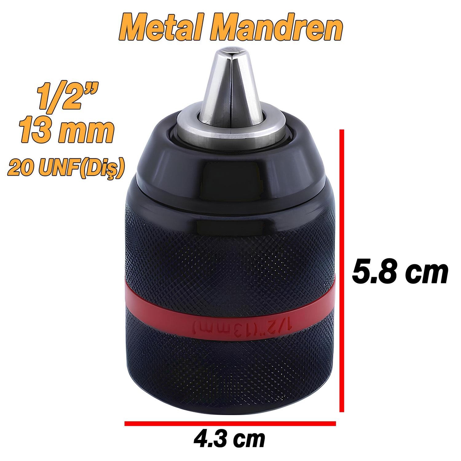 Kilitli Metal Mandren Adaptör Anahtarsız 1/2" 13mm 20 UNF (Diş) Kırıcı Delici Matkap Sds Plus Uyumlu