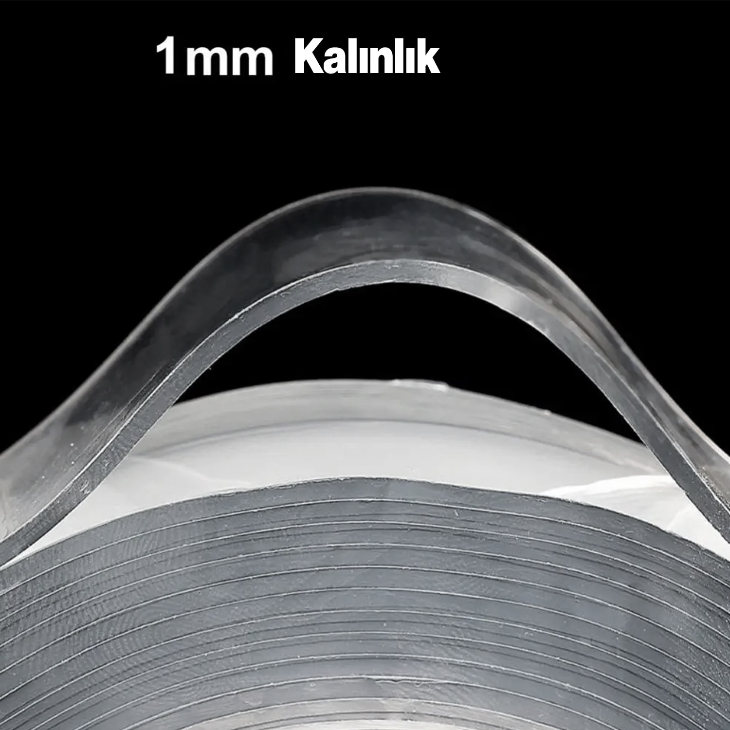 Güçlü Yapışkan Şeffaf Çift Taraflı Nano Silikon Bant 24 mm x 1 m Dayanıklı Kolay Yıkanabilir