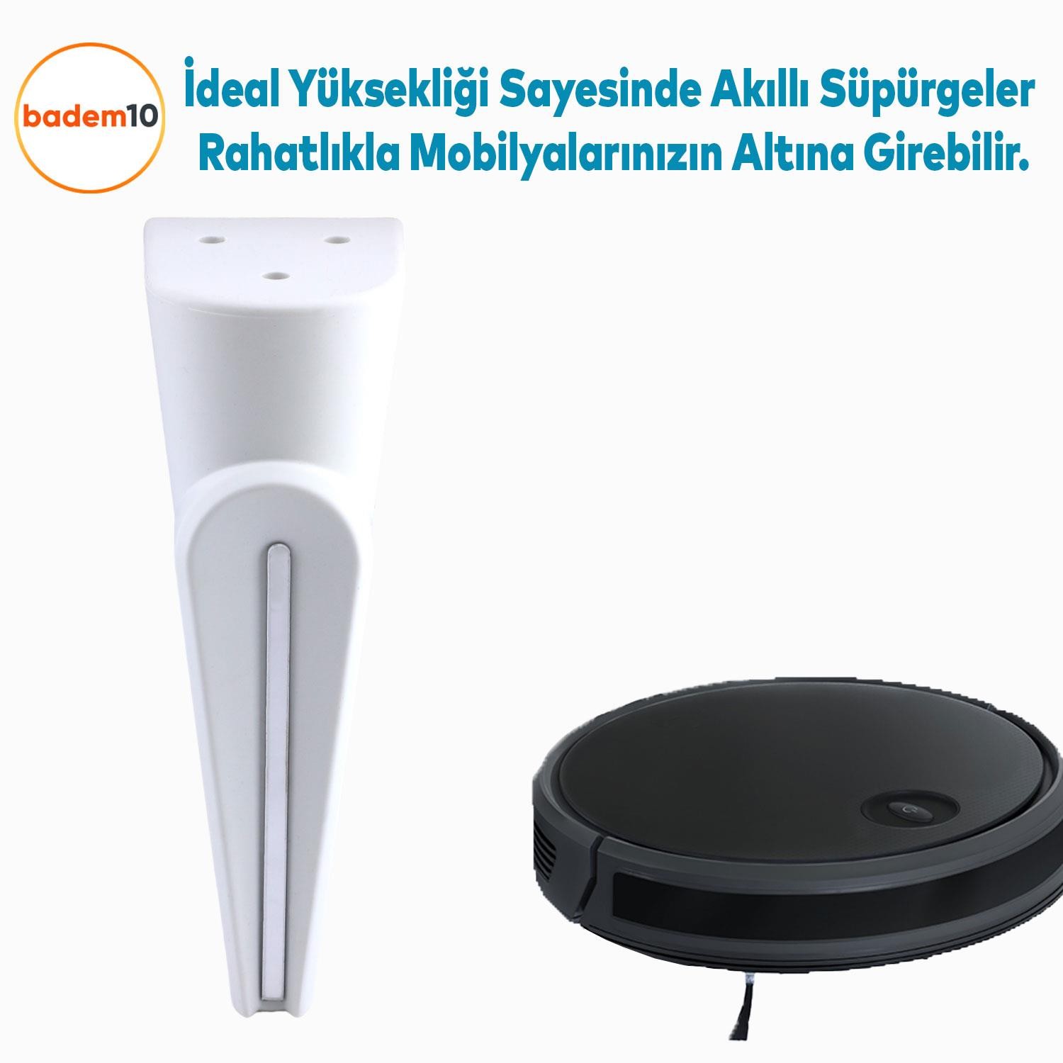 Nota Mobilya Kanepe Tv Ünitesi Konsol Koltuk Ayağı Ayakları Yükseltici Beyaz Gümüş Krom 19 Cm