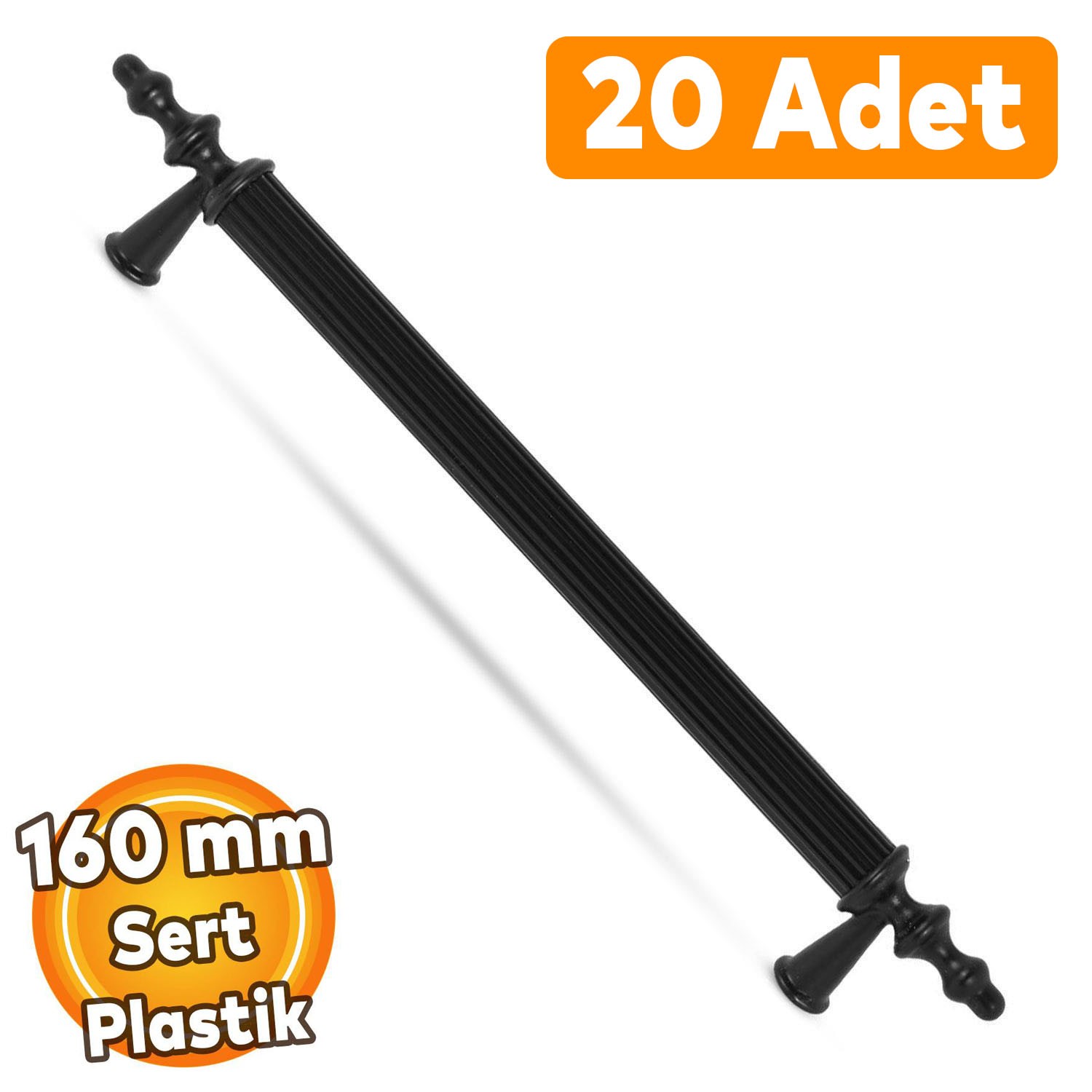 (SERT PLASTİK) 20 Adet Polavit 160 Mm Siyah Mobilya Mutfak Çekmece Dolap Dolabı Kulpu Kulbu Kulpları