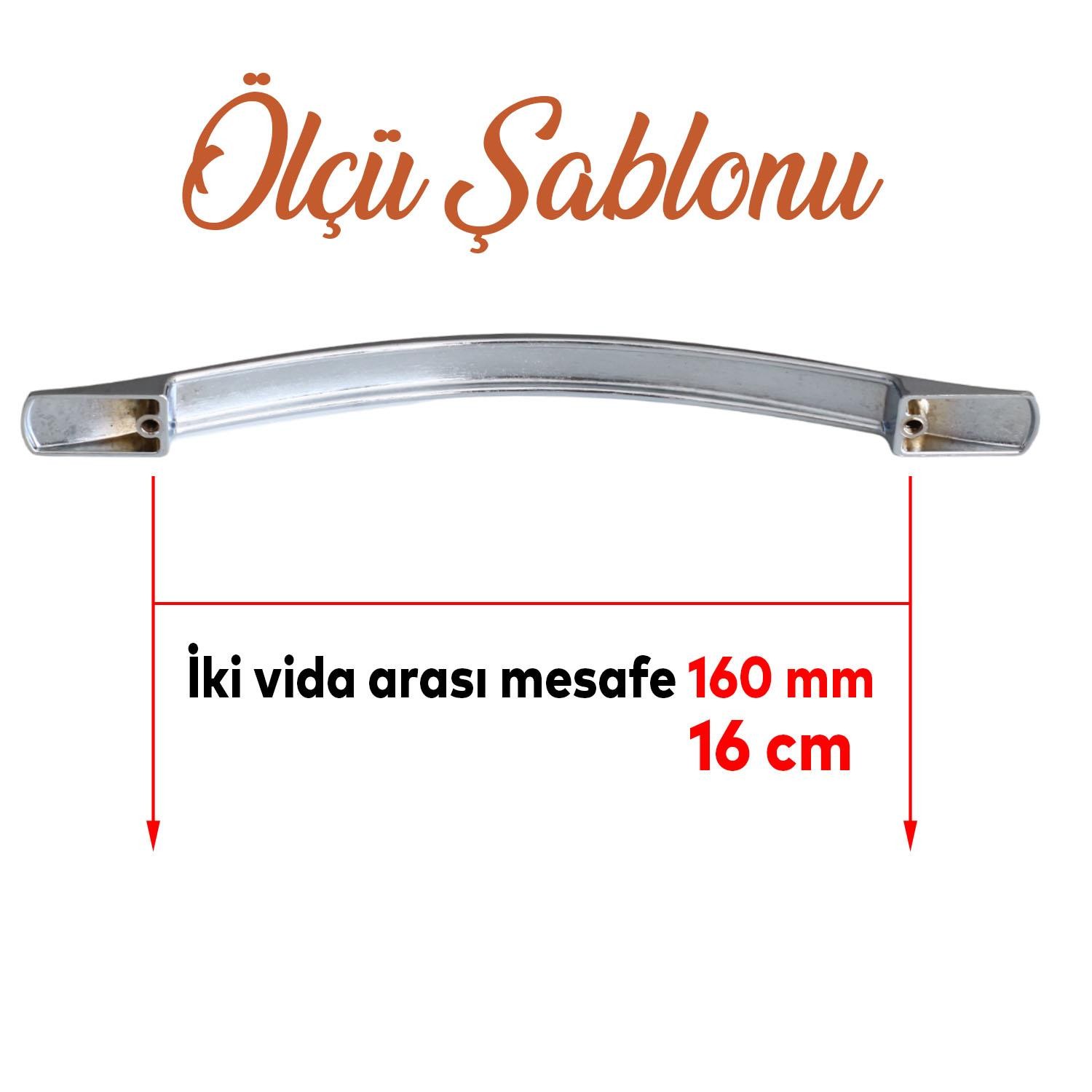 Elif Krom Metal 10 ADET Kulp 160 mm-16 cm Mobilya Çekmece Mutfak Dolap Kapak Kulpları Kulbu Kulpu