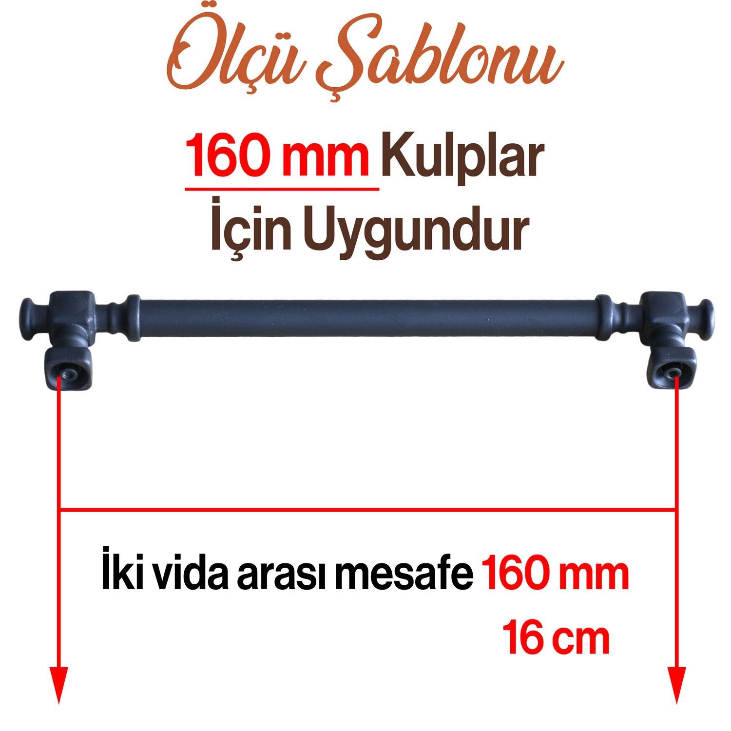 Talas Siyah Düz Metal Kulp 160 mm 16 cm Mutfak Dolap Çekmece Mobilya Dolabı Kapak Kulpları Kulb