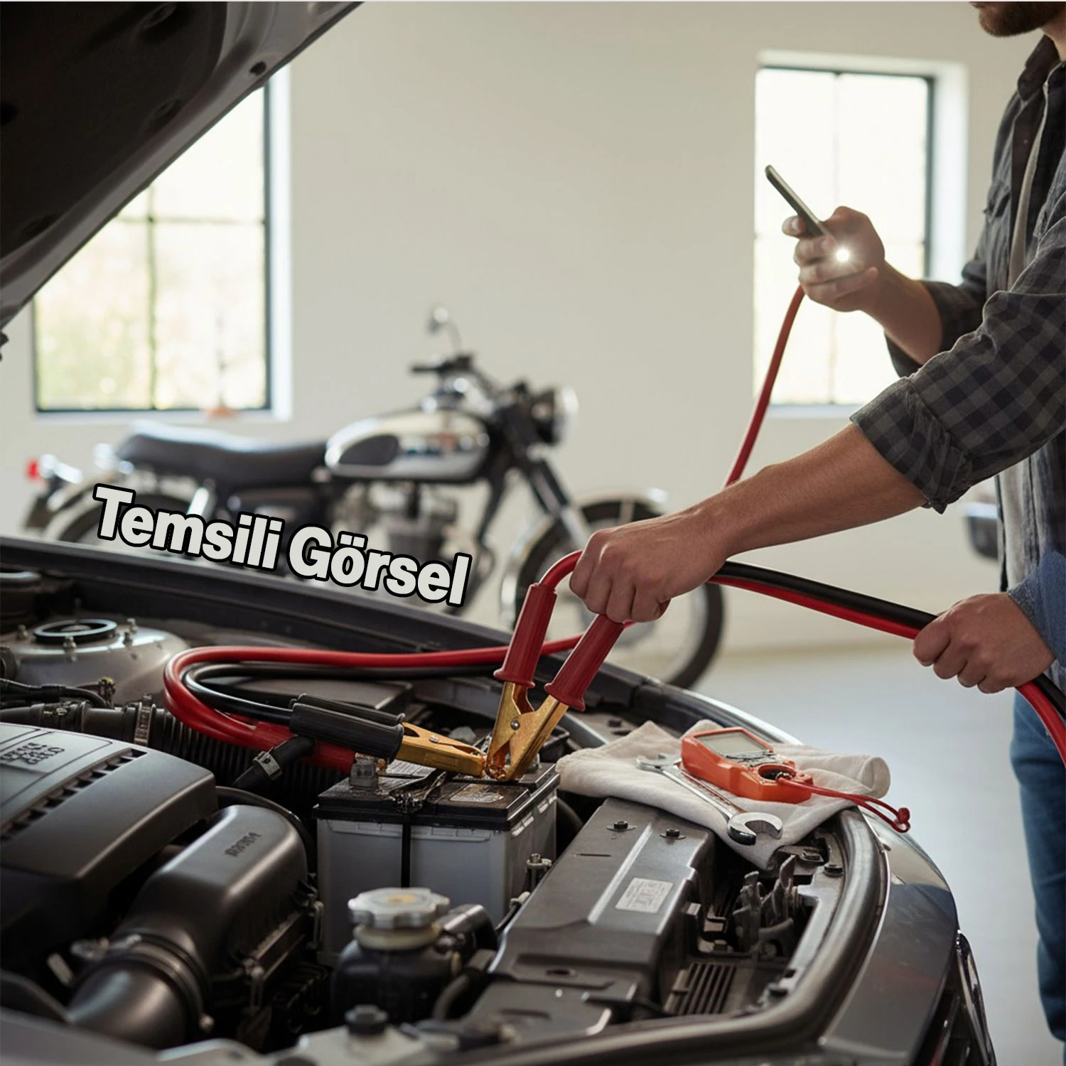 Akü Takviye Kablosu 1200 Amper 2.3 Metre Kalın Telli Güçlü Araç Akü Yardım Başlatma Kablosu