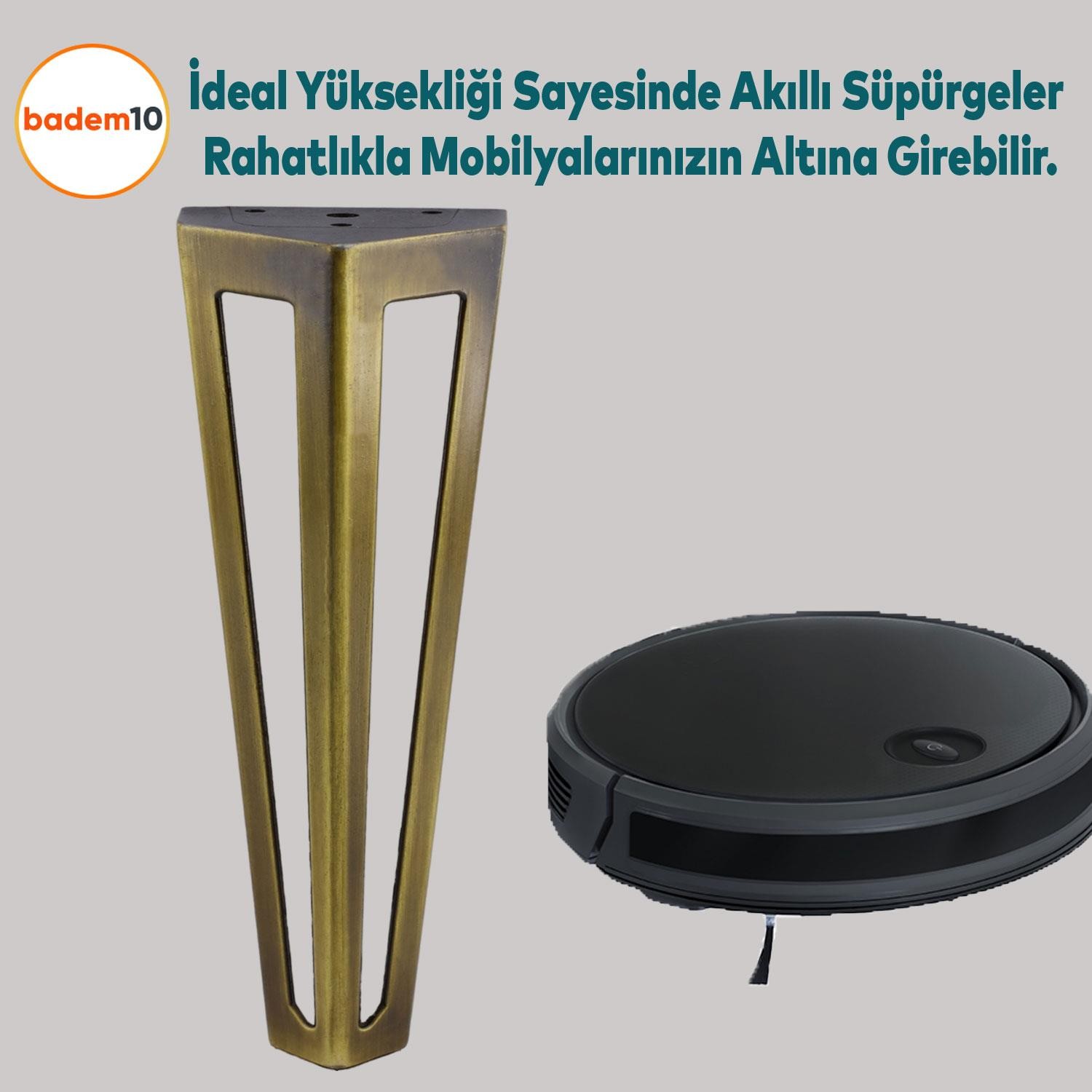 Ovit Koltuk Konsol Tv Ünite Mobilya Masa Ayağı Metal Ayakları 20 Cm Antik Sarı