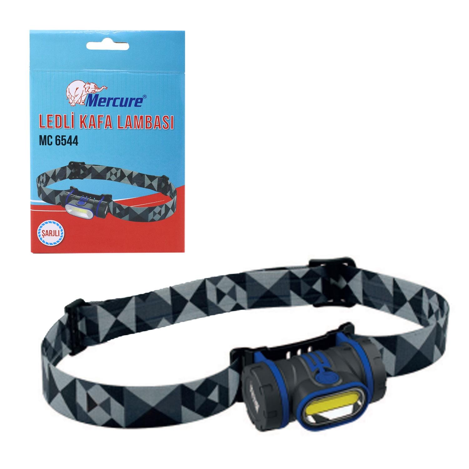 Mercure MC6544 Ledli Kafa Lambası 3 Fonksiyonlu USB Şarjlı Kafa Feneri
