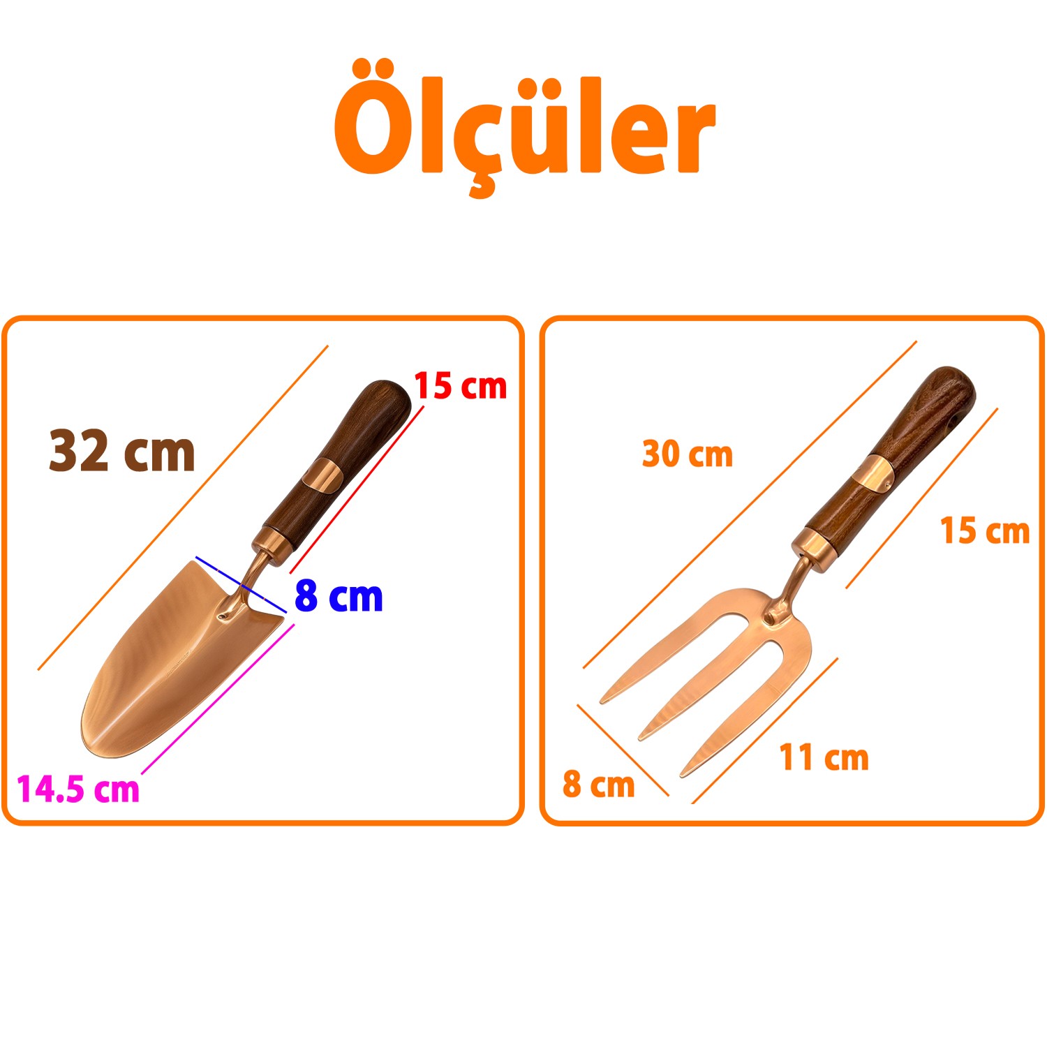 Paslanmaz 2’li Bahçe Hobi Seti Kürek Dirgen Tırmık Ergonomik Ahşap Sap Tarla Balkon Sebze Çiçek Alet