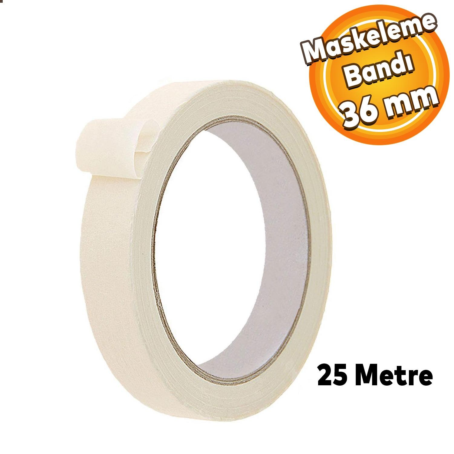 Badem10 Kağıt Bant Boya Badana Duvar Parke Leke İz Damla Yapışkan Maskeleme Bandı 36mm x 25metre
