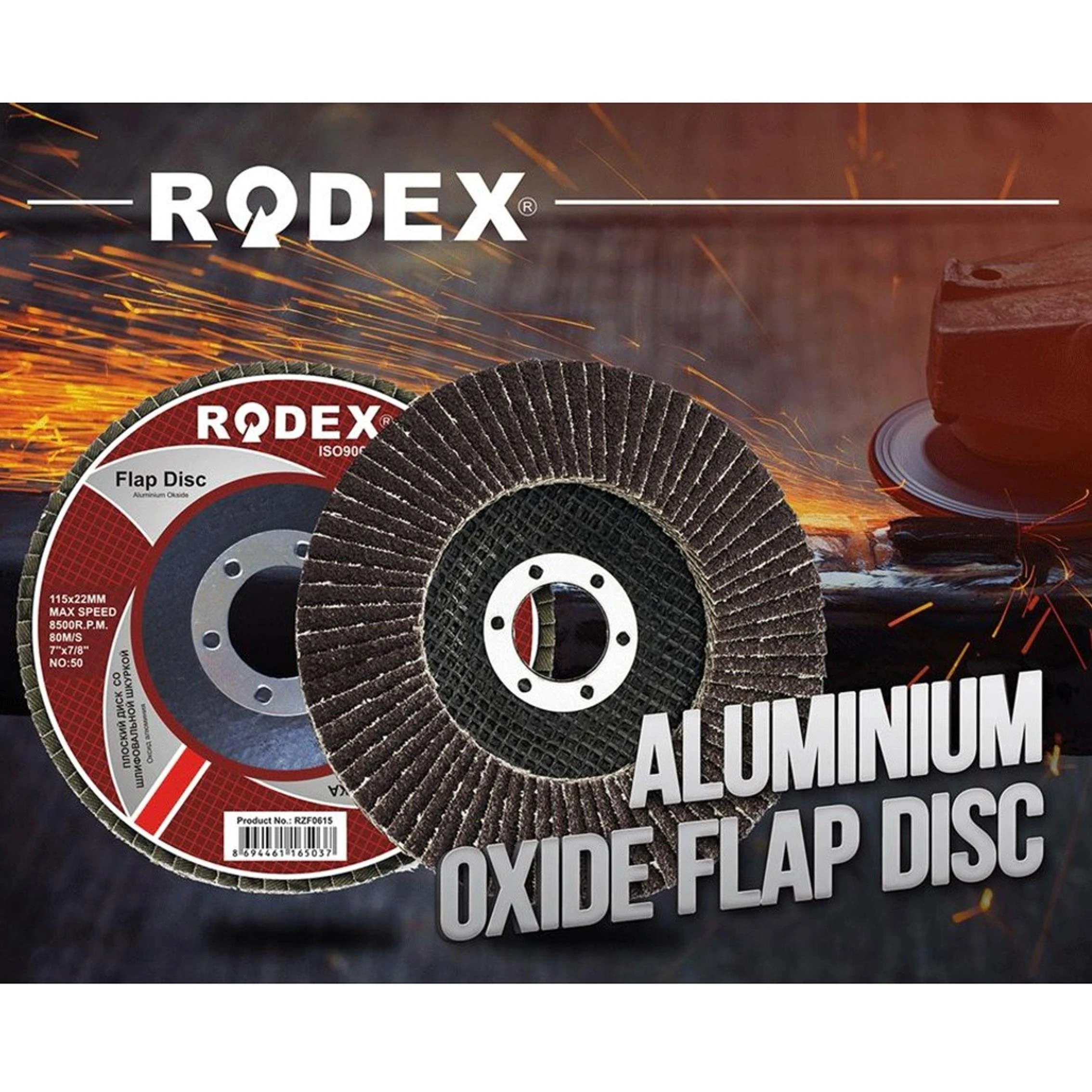Rodex Avuç İçi Taşlama Flap Disk Zımpara 115 mm- Badem10