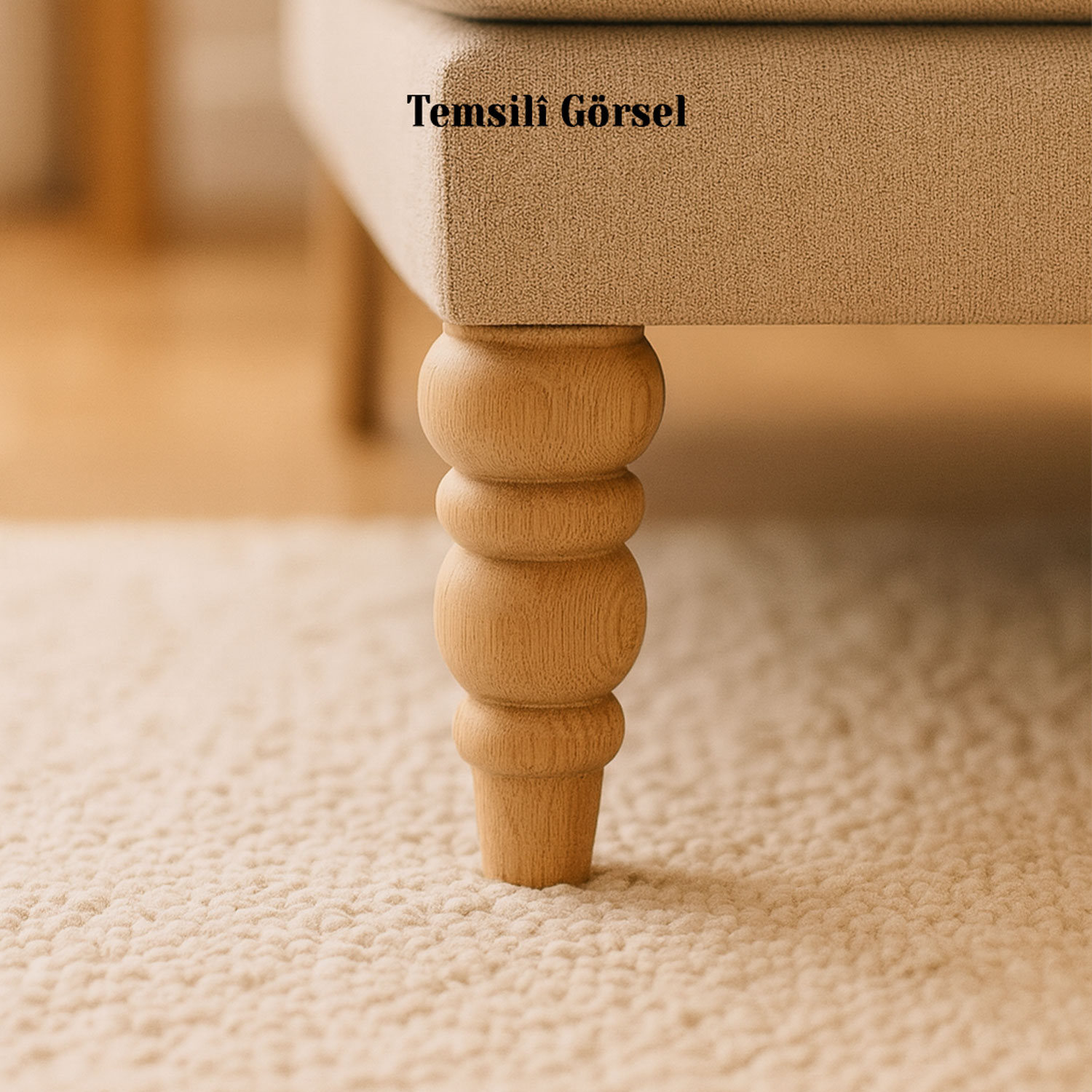 Bohem 17 cm  4'lü Set Boyasız Ham Doğal Ahşap Ayak Silindir Mobilya Koltuk Kanepe Ayağı Aparat Dahil