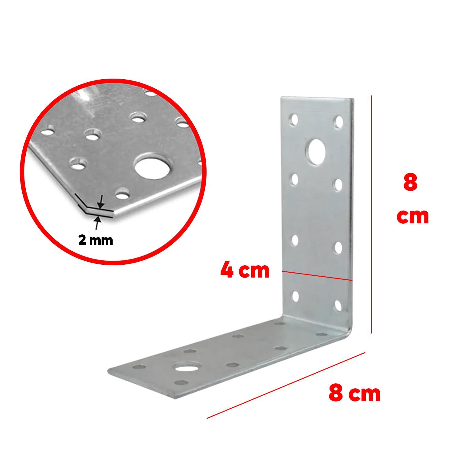 Mobilya Dolap Duvar Sabitleme 10 ADET Metal Köşebent 40x80x80 mm Bağlantı Aparatı L Demiri Gönye