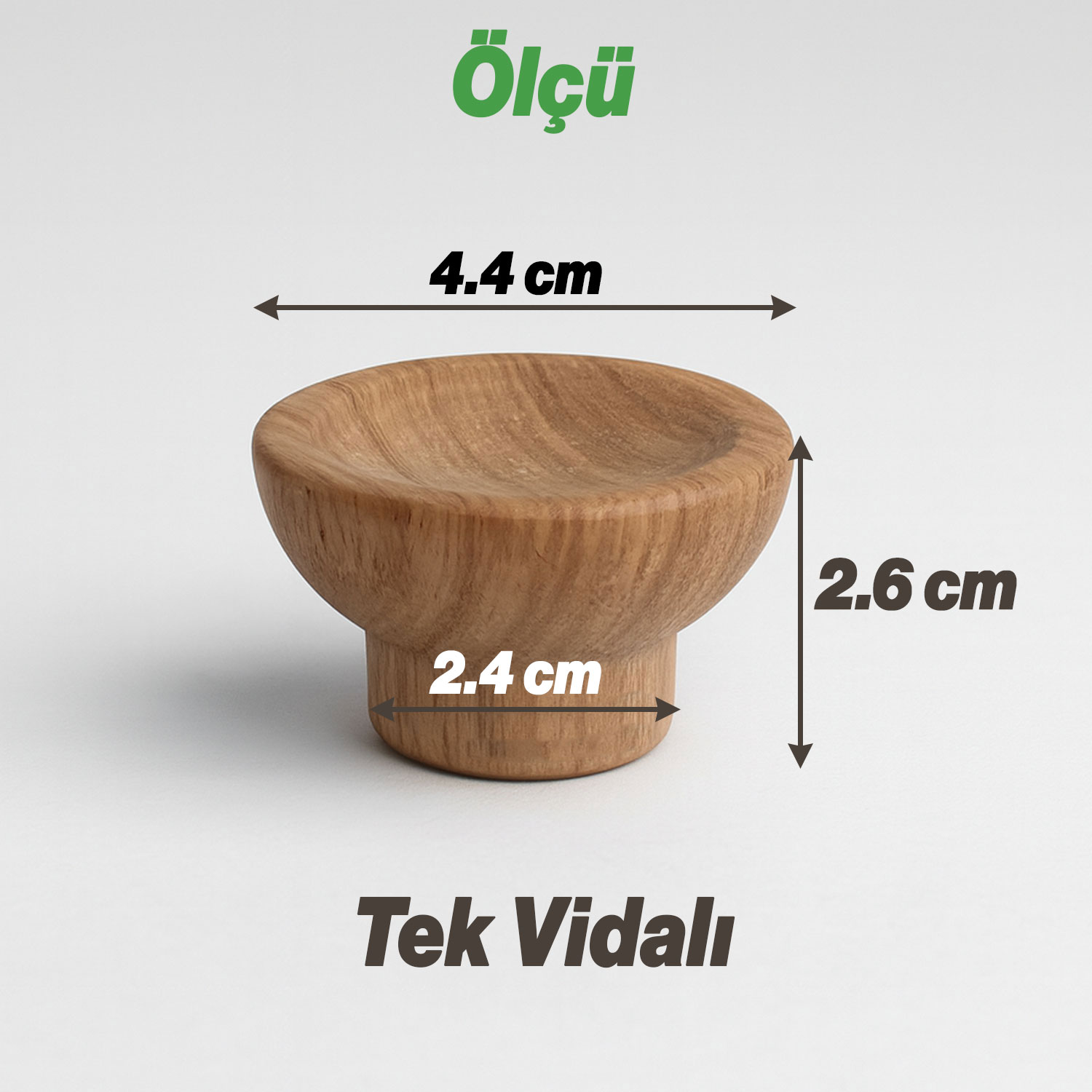 Alegro Düğme 10 Adet Set Açık Ceviz Plastik Tek Vidalı Mutfak Dolabı Çekmece Dolap Kulpu Kulbu Model