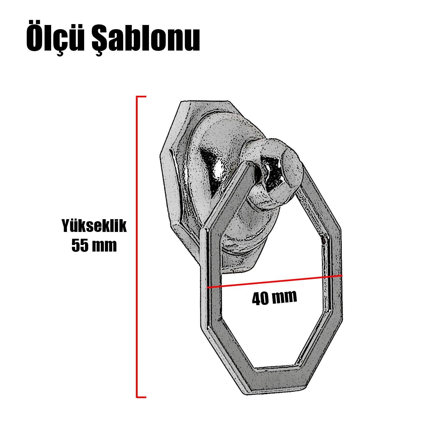 Sarkaç Dolap Çekmece Kulpu Kulbu Sekizgen Metal Krom Halka Kulp 4 Adet Mobilya Mutfak