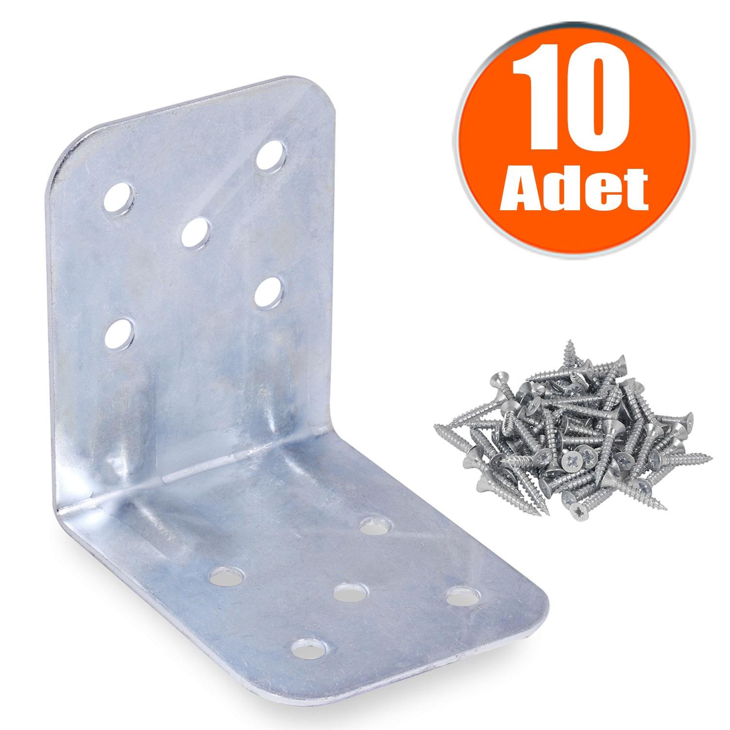 Mobilya Eşya Dolap Deprem Sabitleyici Köşebent Bağlantı Aparatı L Demiri Gönye 75x75x60 Mm (10 ADET)